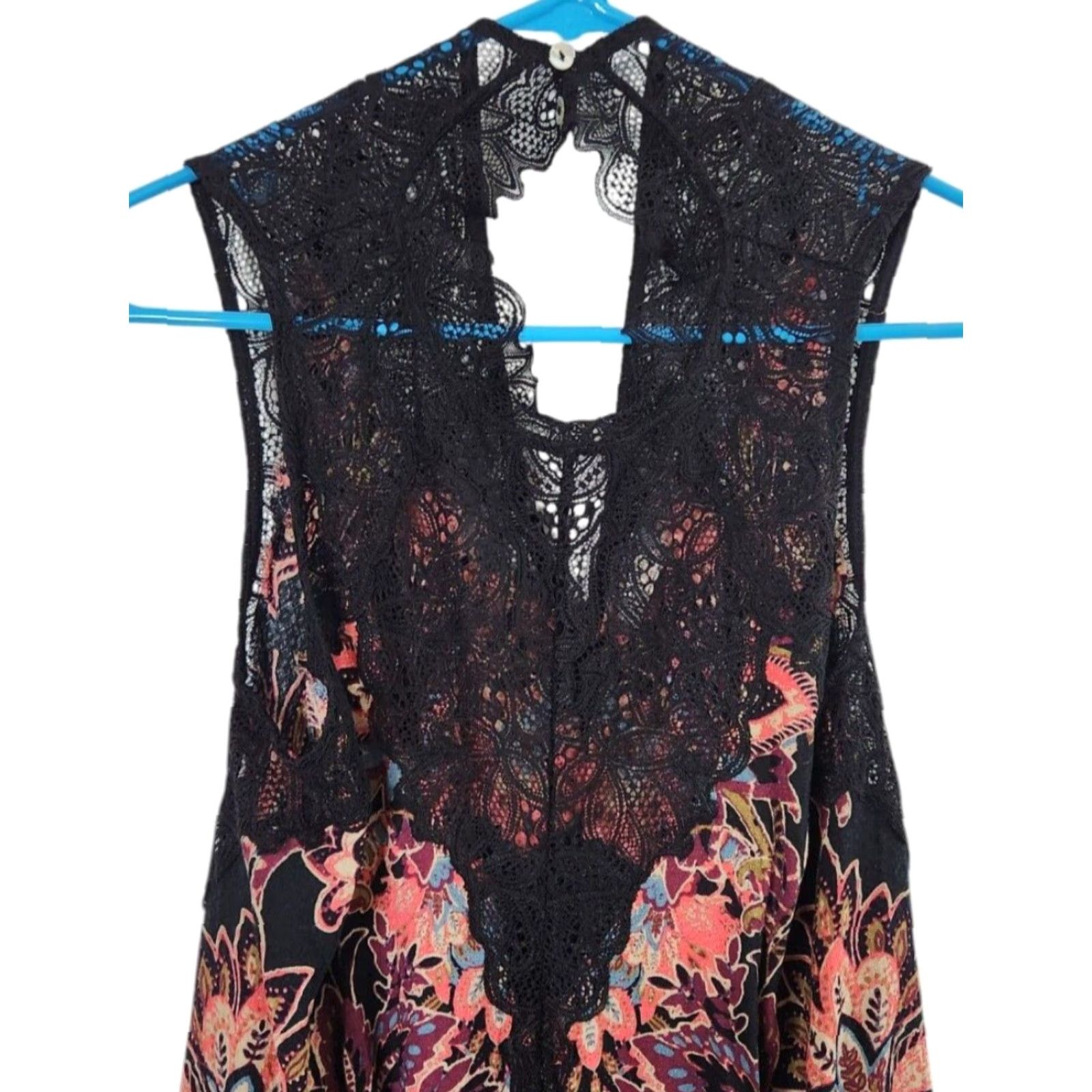 women's long sleeve black dress Free People Forever Time Dress Blue/Black Combo Large