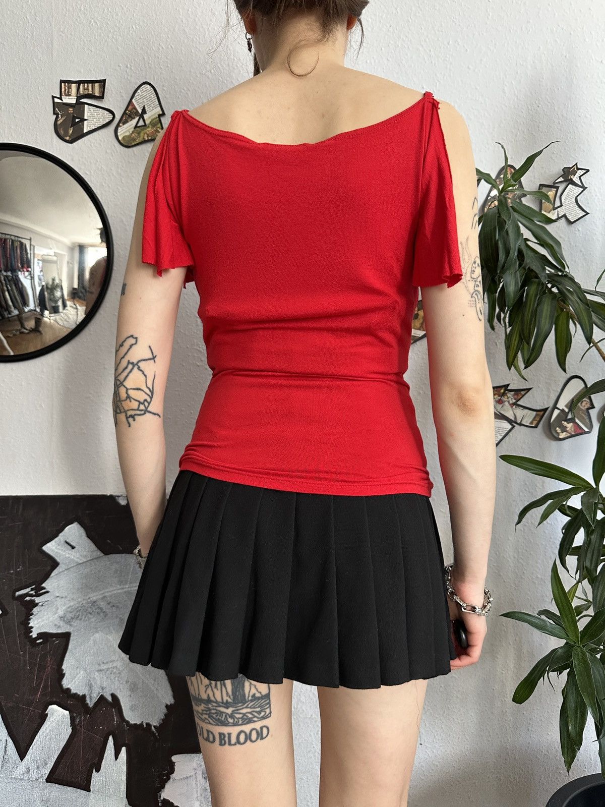 Japanese Brand Sexy Draped Punk Of-the Shoulder Red Blouse y2k Size M / US 6-8 / IT 42-44 - 6 Thumbnail
