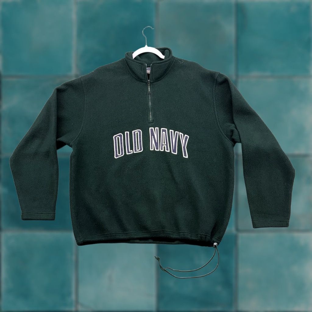 Old Navy Old Navy Sweatshirt Mens L Green Fleece Quarter Zip Pullover VTG Spell Out Y2K VTG Size US L / EU 52-54 / 3 - 1 Thumbnail