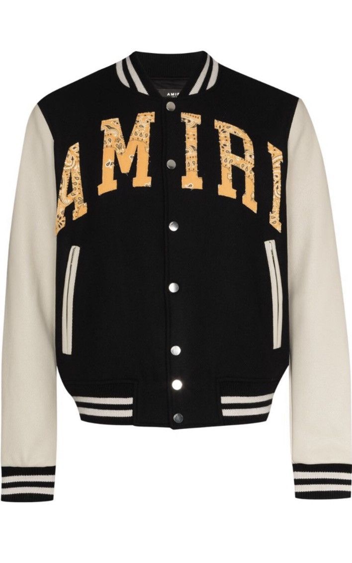 Amiri AMIRI Leopard Print Letter Baseball Jacket Grailed