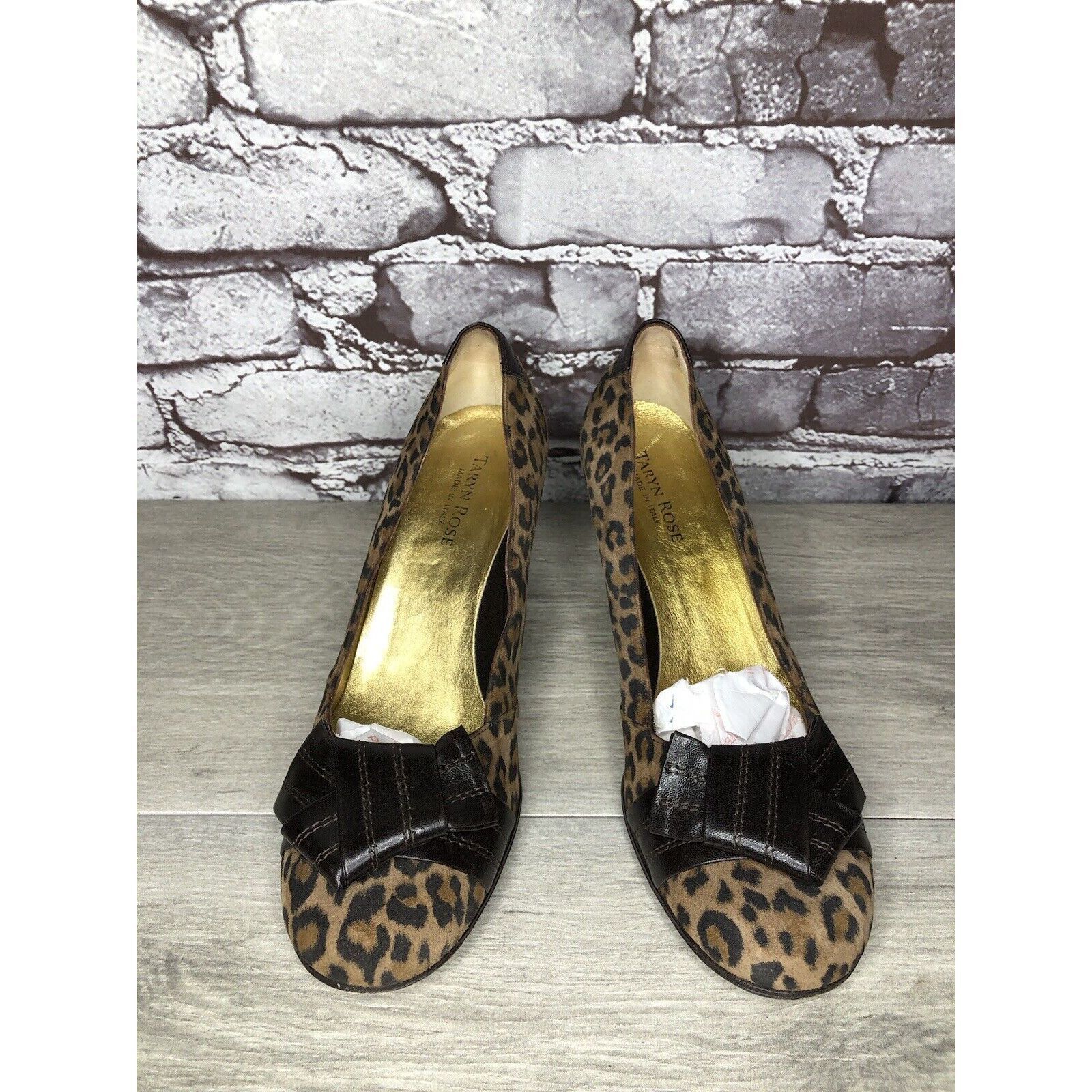 Other Taryn Rose Leopard Print Brown Bow Peep Toe Heels Shoes Wome Size US 9 / IT 39 - 12 Thumbnail