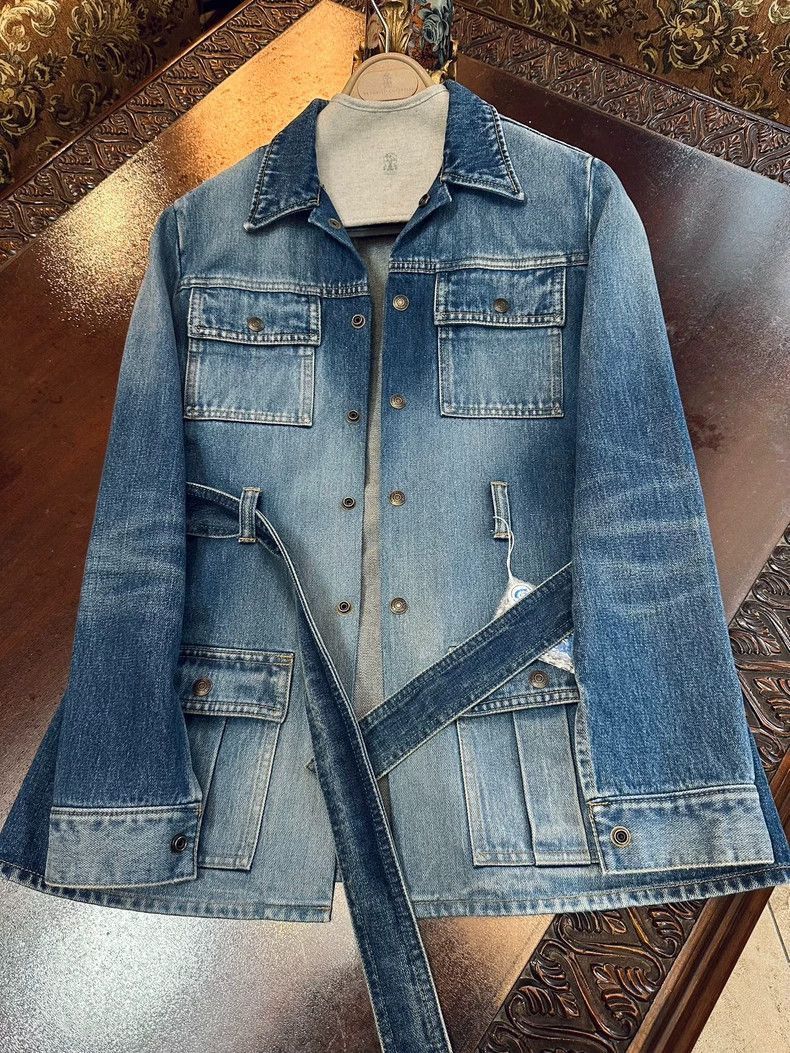 Saint Laurent Paris Saint Laurent Paris Saint Laurent Denim Jacket with Belted Size US M / EU 48-50 / 2 - 2 Thumbnail