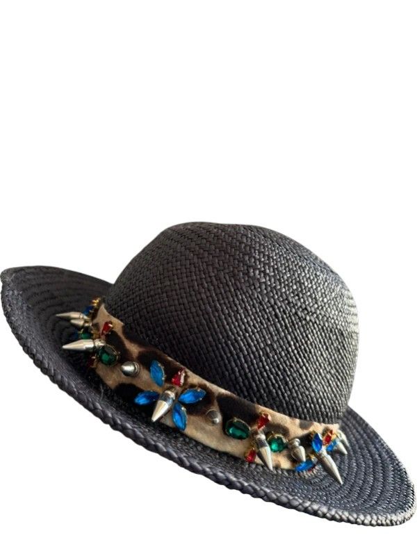 Dolce & Gabbana CRYSTAL STUDDED STRAW HAT Size ONE SIZE - 4 Thumbnail