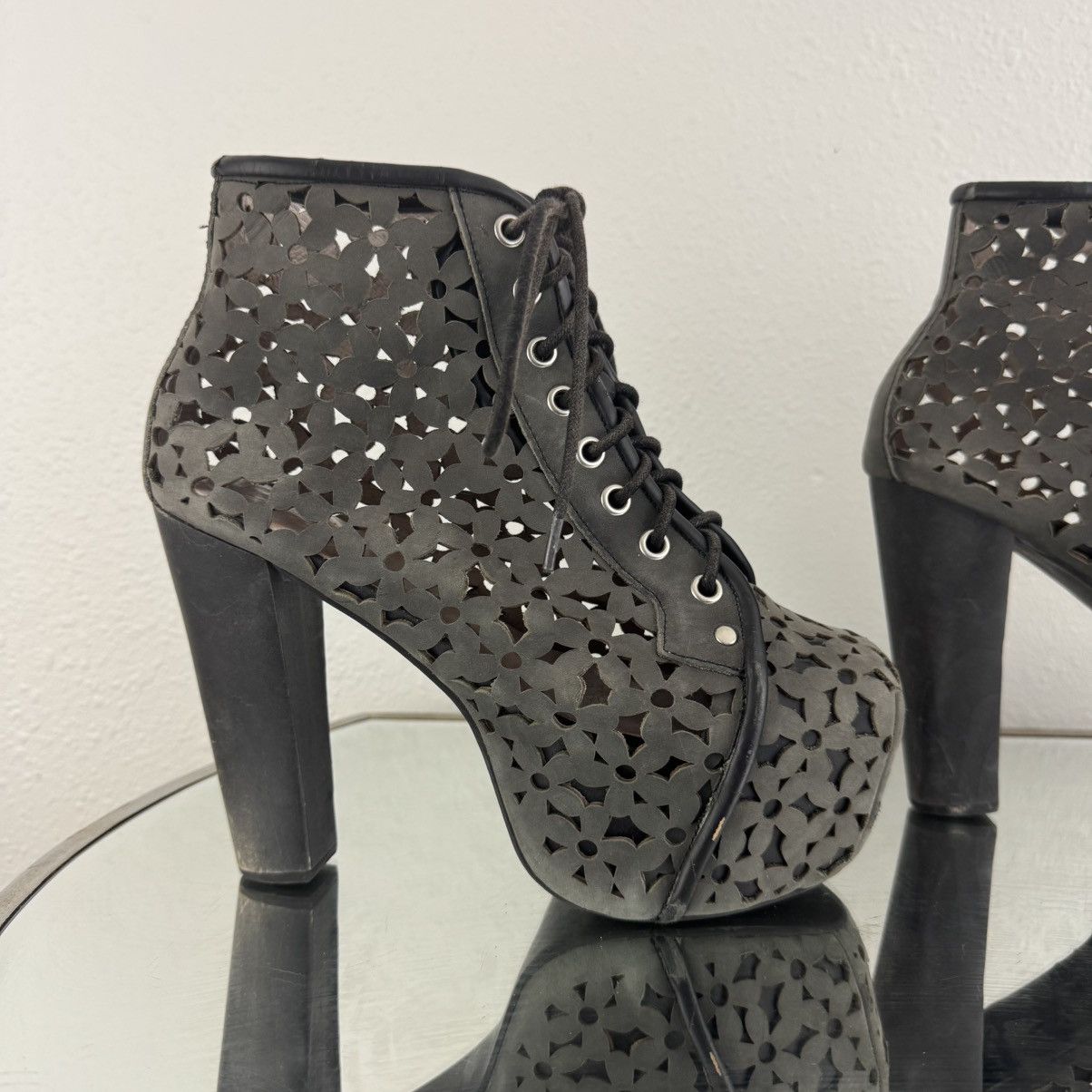 Jeffrey Campbell JEFFERY CAMPBELL Grey Leather Lita Daisy Platform Heels Size US 8 / IT 38 - 4 Thumbnail