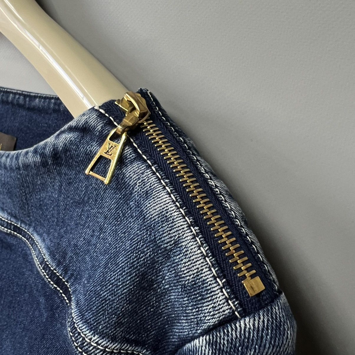 Louis Vuitton × Vintage Louis Vuitton Denim Mini Dress Stretch Luxury Size XS / US 0-2 / IT 36-38 - 8 Thumbnail