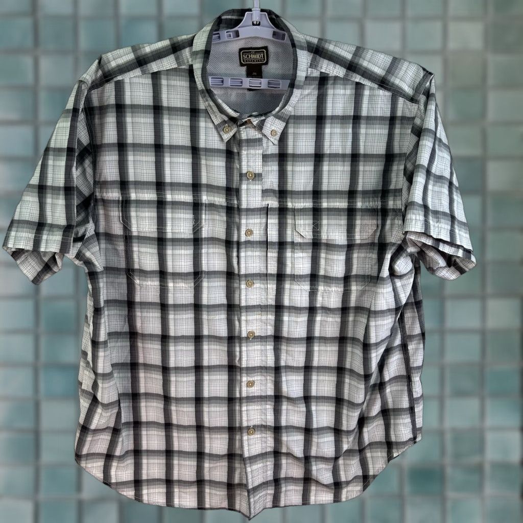 Vintage C.E. Schmidt Plaid Button-Down Shirt Mens Size 2XL Gray Short Sleeve Button-Up Sleeve Short Gray Plaid Shirt 2XL Mens C.E. Schmidt Size US XXL / EU 58 / 5 - 1 Thumbnail
