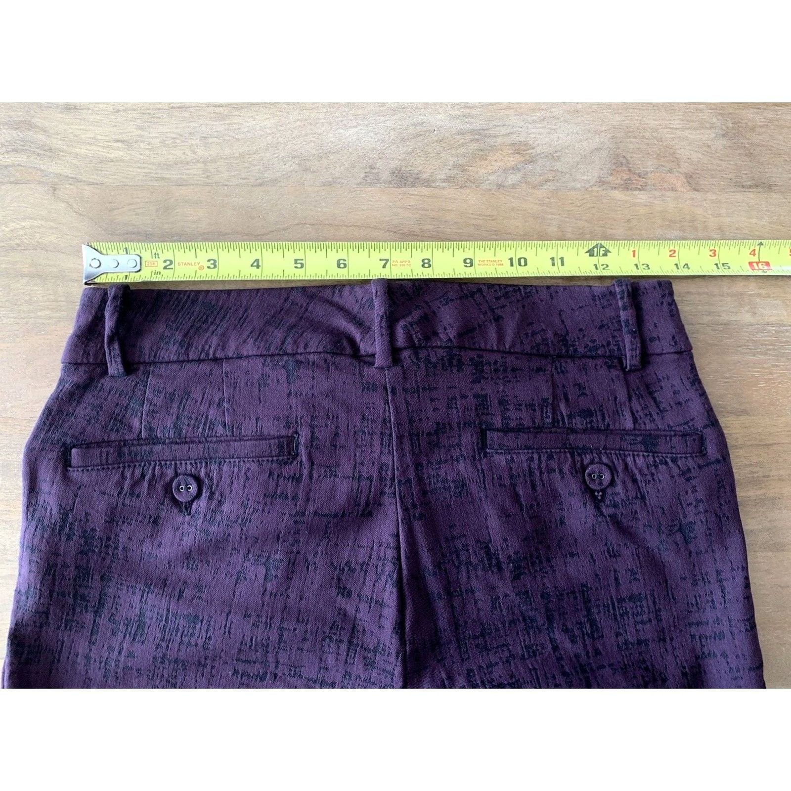 Lord & Taylor LORD & TAYLOR Ankle Pants Womens Size 2 Purple Slim Trousers Geometric Pattern 27x26 Moderate Rise Flat Front Size 27" / US 4 / IT 40 - 5 Thumbnail