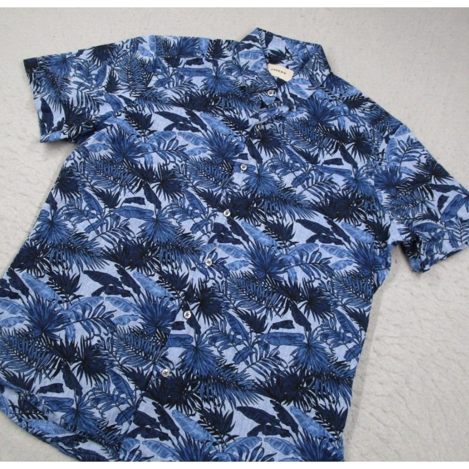 Vintage Ordean Shirt Mens Large Blue Floral Linen Blend Button Up Short Sleeve Hawaiian Size US L / EU 52-54 / 3 - 2 Thumbnail