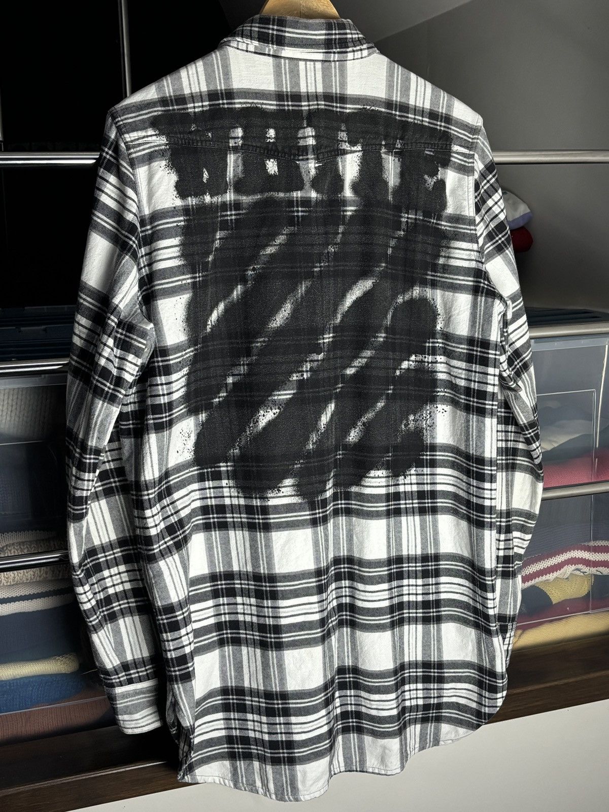 Off-White Off-White Spray Plaid Black And White Flannel Shirt Size US L / EU 52-54 / 3 - 2 Thumbnail