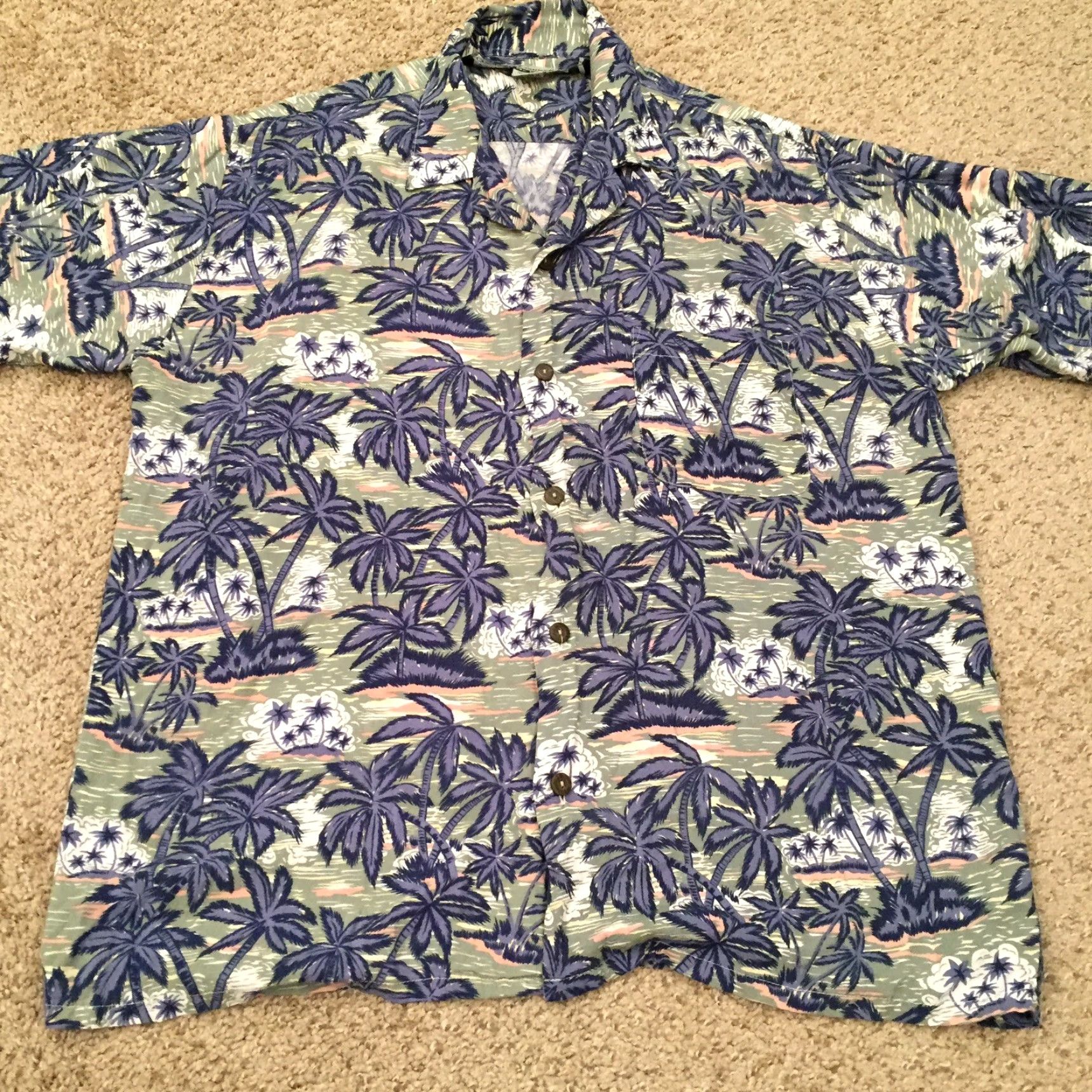 Vintage Pineapple Connection Shirt Mens Medium Blue Floral Short Sleeve Button Up Shirt Size US M / EU 48-50 / 2 - 4 Thumbnail
