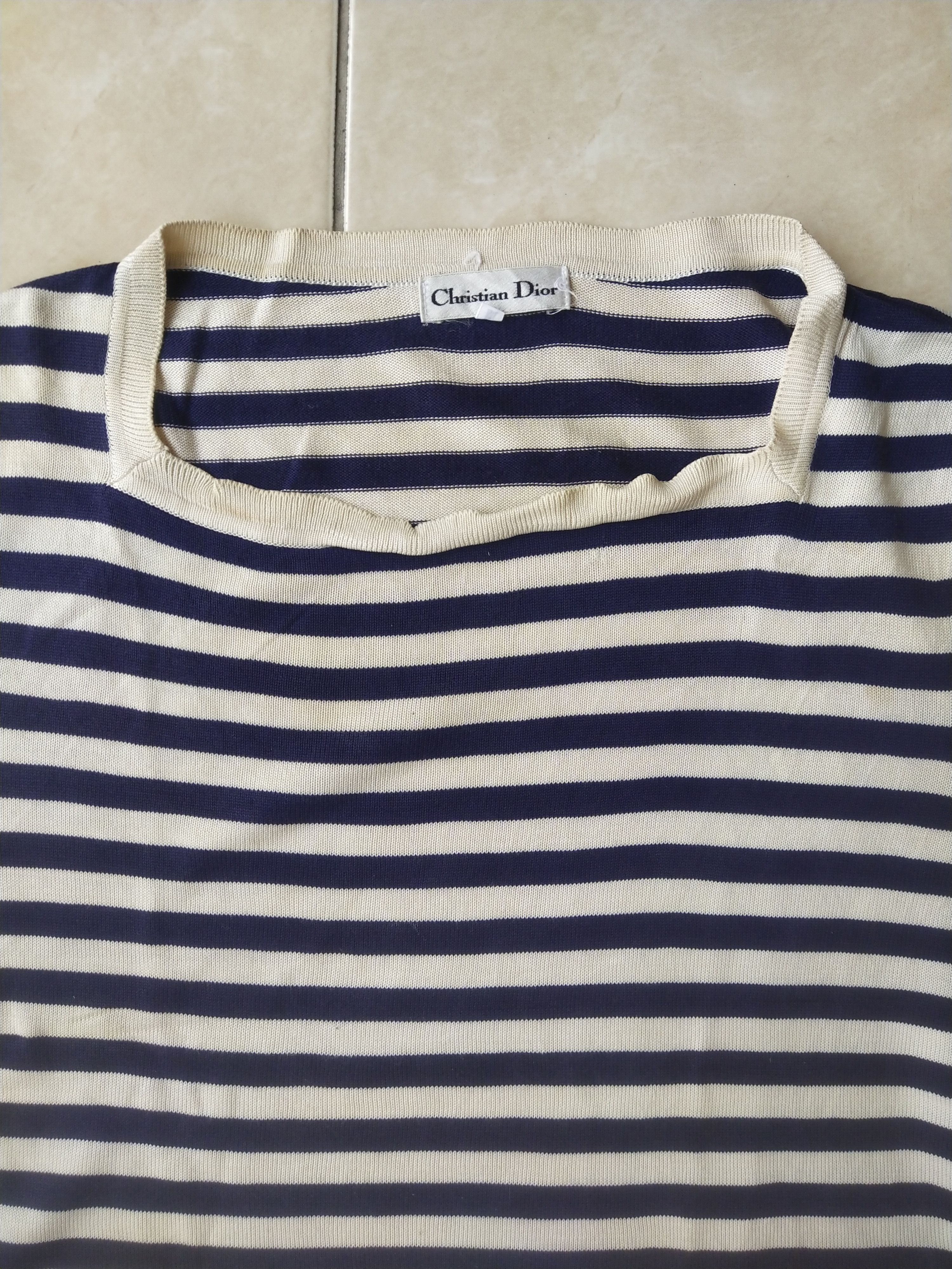 Christian Dior Monsieur 1990s Christian Dior Nautical Striped Knit Top Vintage Size M / US 6-8 / IT 42-44 - 2 Thumbnail