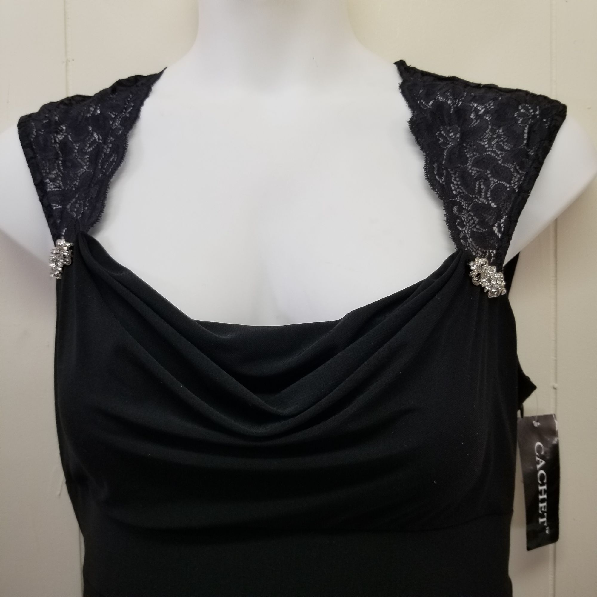 Other Cachet 16 Black Lace Formal LBD Little Black Dress Sheath Pa Size XXL / US 16-18 / IT 52-54 - 3 Thumbnail