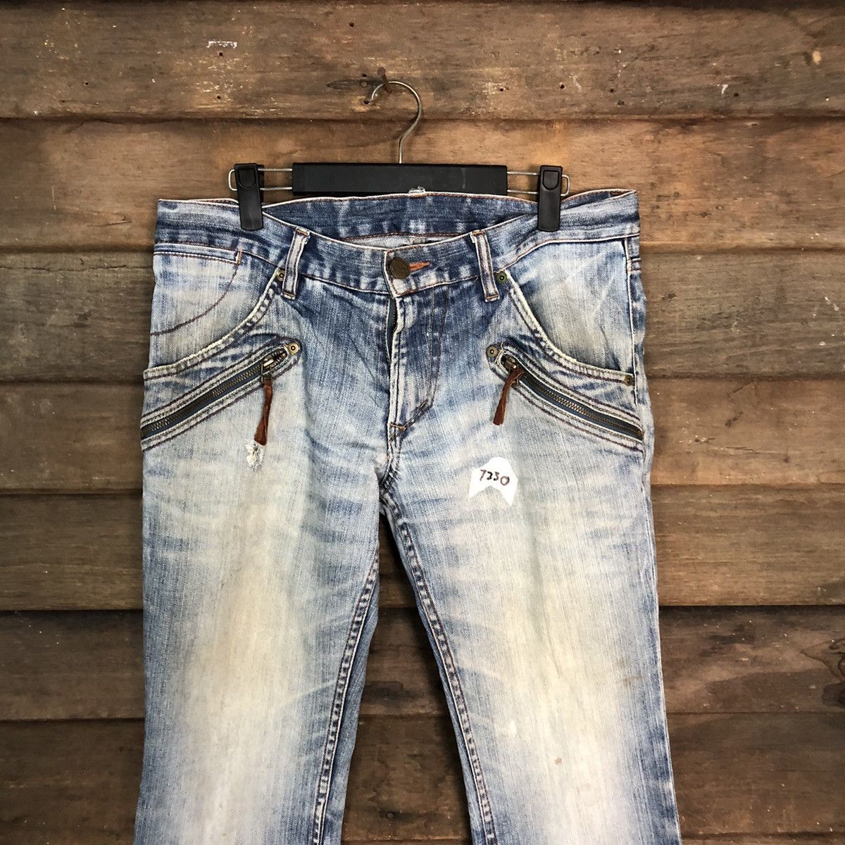 Japanese Brand Monsieur Nicole Blue Distressed Denim Pants #7330 Size 32" / US 10 / IT 46 - 6 Thumbnail