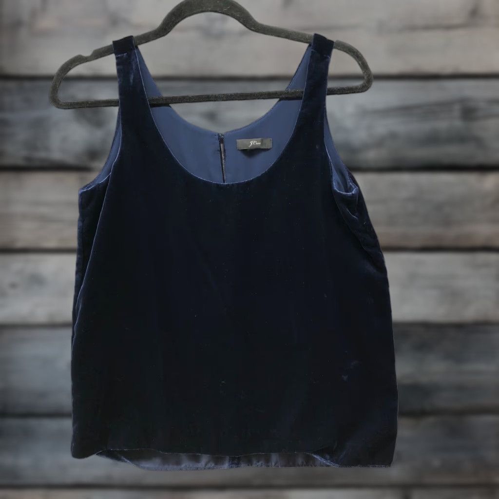 J.Crew J. Crew Velvet Tank Top Womens 0 Dark Blue Scoop Neck Stretch Shirt Sleeveless Basic Casual Spring Summer Women’s Tank Top Size XS / US 0-2 / IT 36-38 - 1 Thumbnail