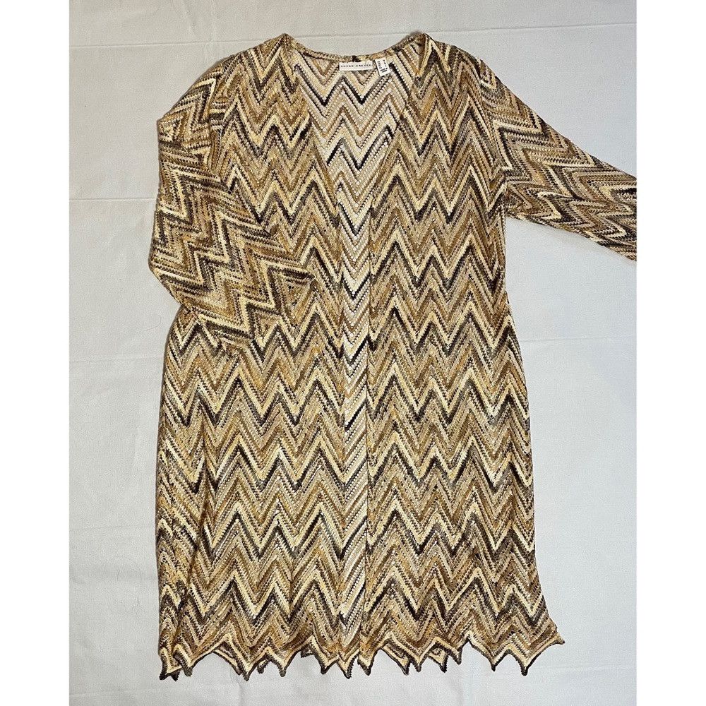 Other New Susan Graver Chevron Novelty Knit Open Front Brown Card Size M / US 6-8 / IT 42-44 - 8 Thumbnail