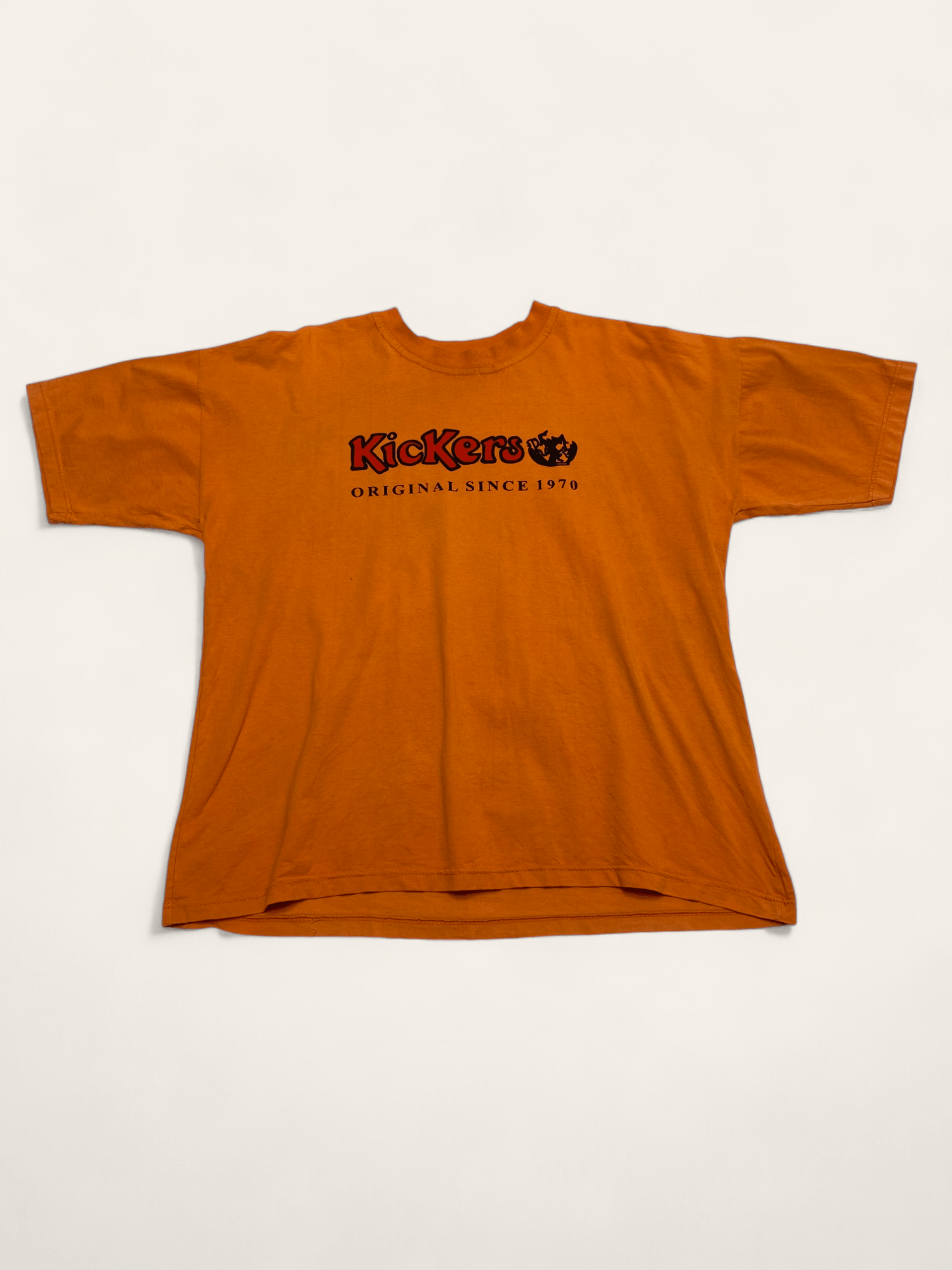 Kickers 90s Vintage KICKERS Orange T Shirt Big Logo Y2k Size US XL / EU 56 / 4 - 1 Thumbnail