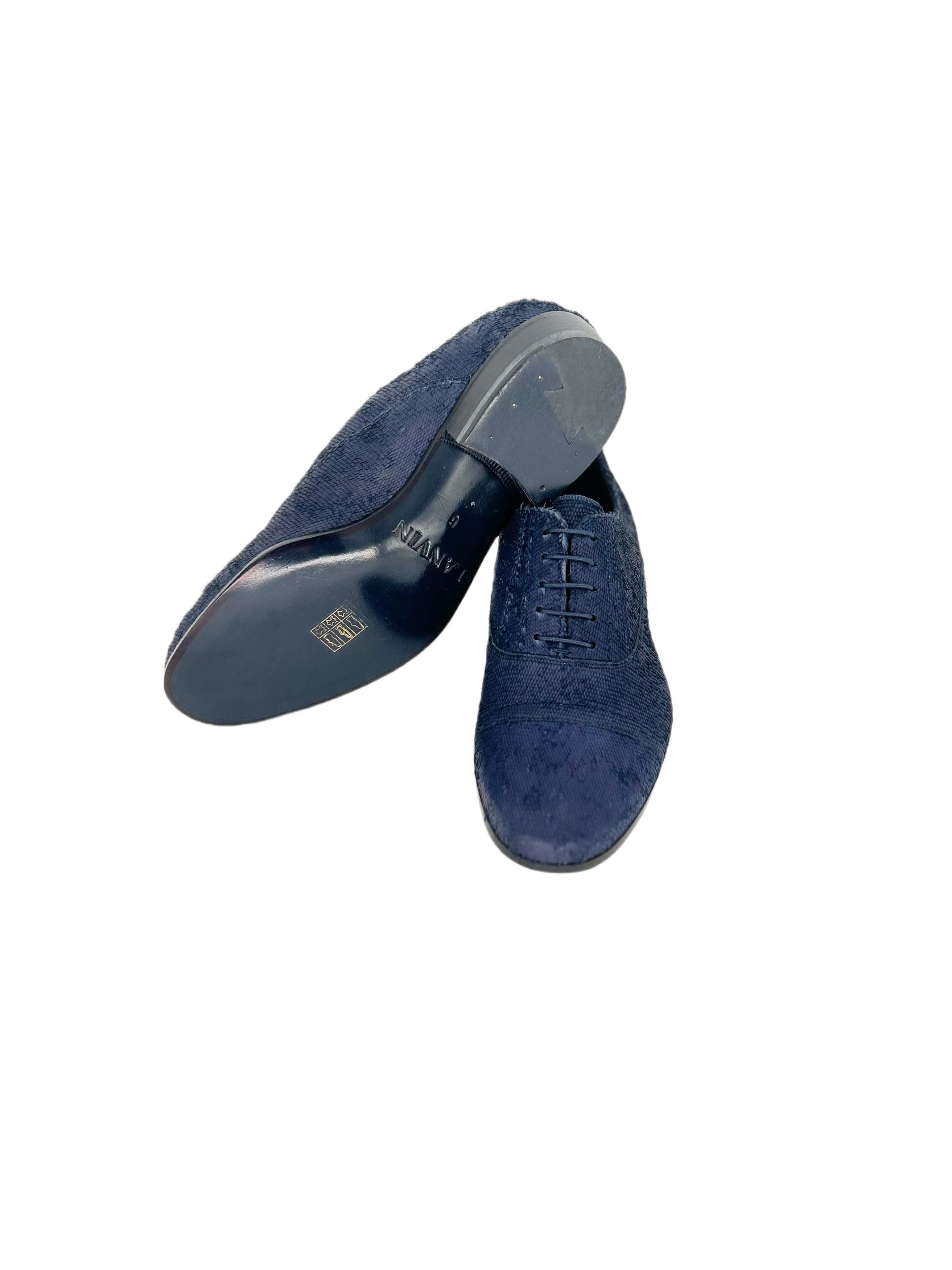 Lanvin Lanvin Blue Distressed leather Oxford Shoe Size US 6 / EU 39 - 5 Thumbnail
