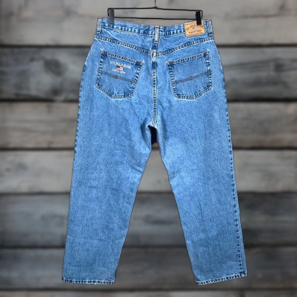 Vintage VINTAGE US Polo Assn Jeans Men's 36 x 31 Blue Embroidered Baggy Straight Leg Denim 90s Mens Size US M / EU 48-50 / 2 - 1 Thumbnail