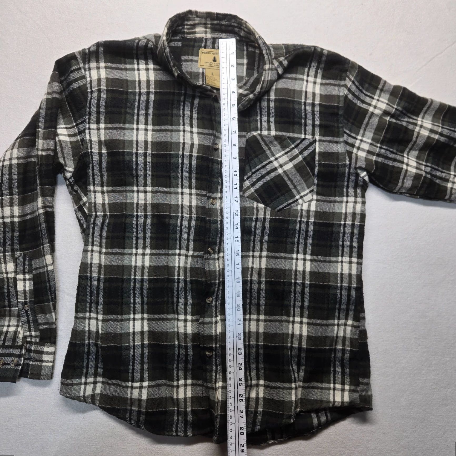 Vintage VINTAGE North West Wood Shirt Plaid Long Sleeve Men L Black Casual Western Pattern 90s Mens Size US L / EU 52-54 / 3 - 6 Thumbnail