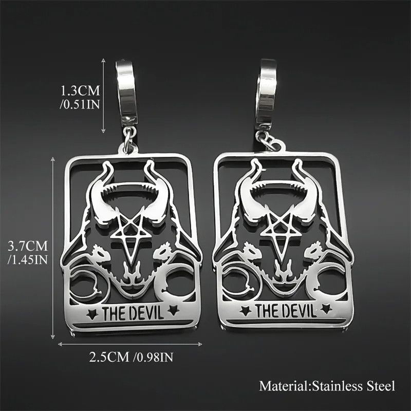 Jewelry Goat Sheep Head Pentacle Hoop Earrings Jewelry Gift Size ONE SIZE - 4 Thumbnail