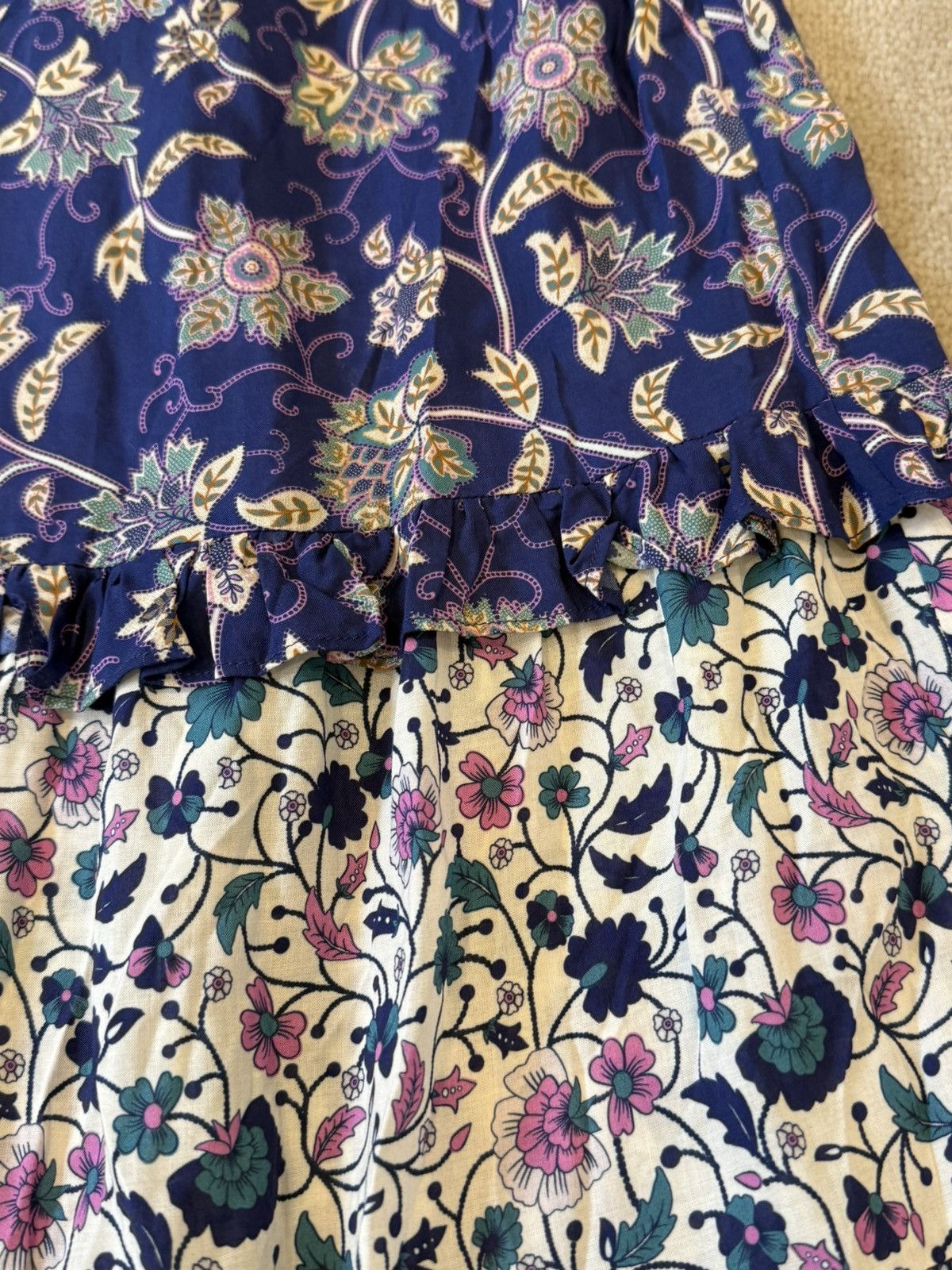 Spell Spell & The Gypsy Skirt Blue Purple Pink Floral Cotton max M Size 32" / US 10 / IT 46 - 7 Thumbnail