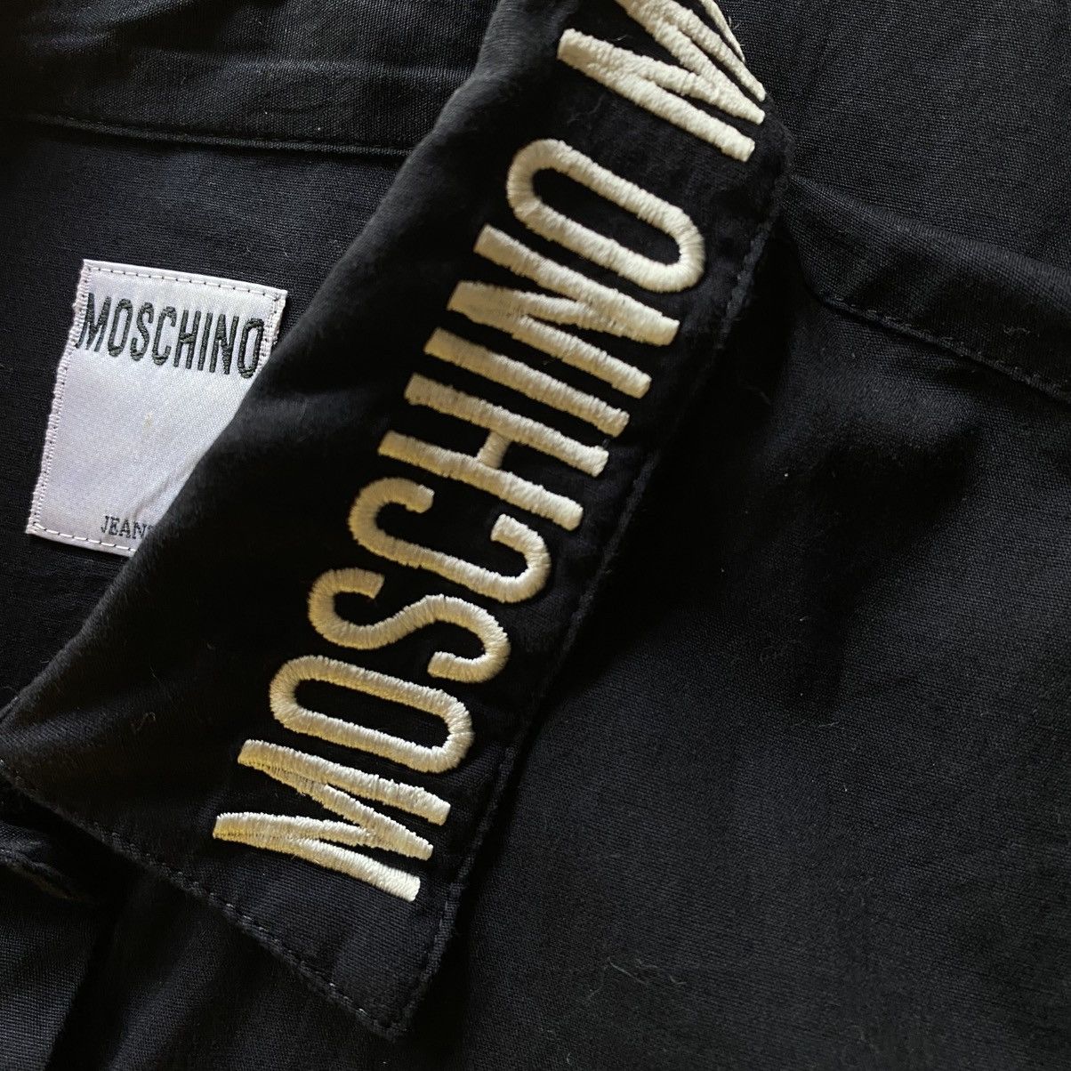 Moschino MOSCHINO Black Moschino Logo Collar Shirt Size L / US 10 / IT 46 - 9 Thumbnail