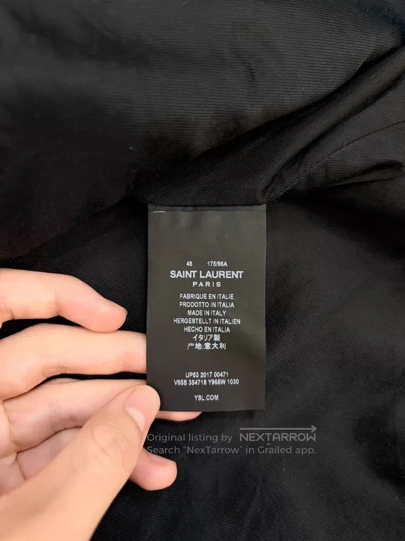 Saint Laurent Paris Saint Laurent Paris Gray Patchwork Wool Baseball Jacket Size US M / EU 48-50 / 2 - 6 Thumbnail