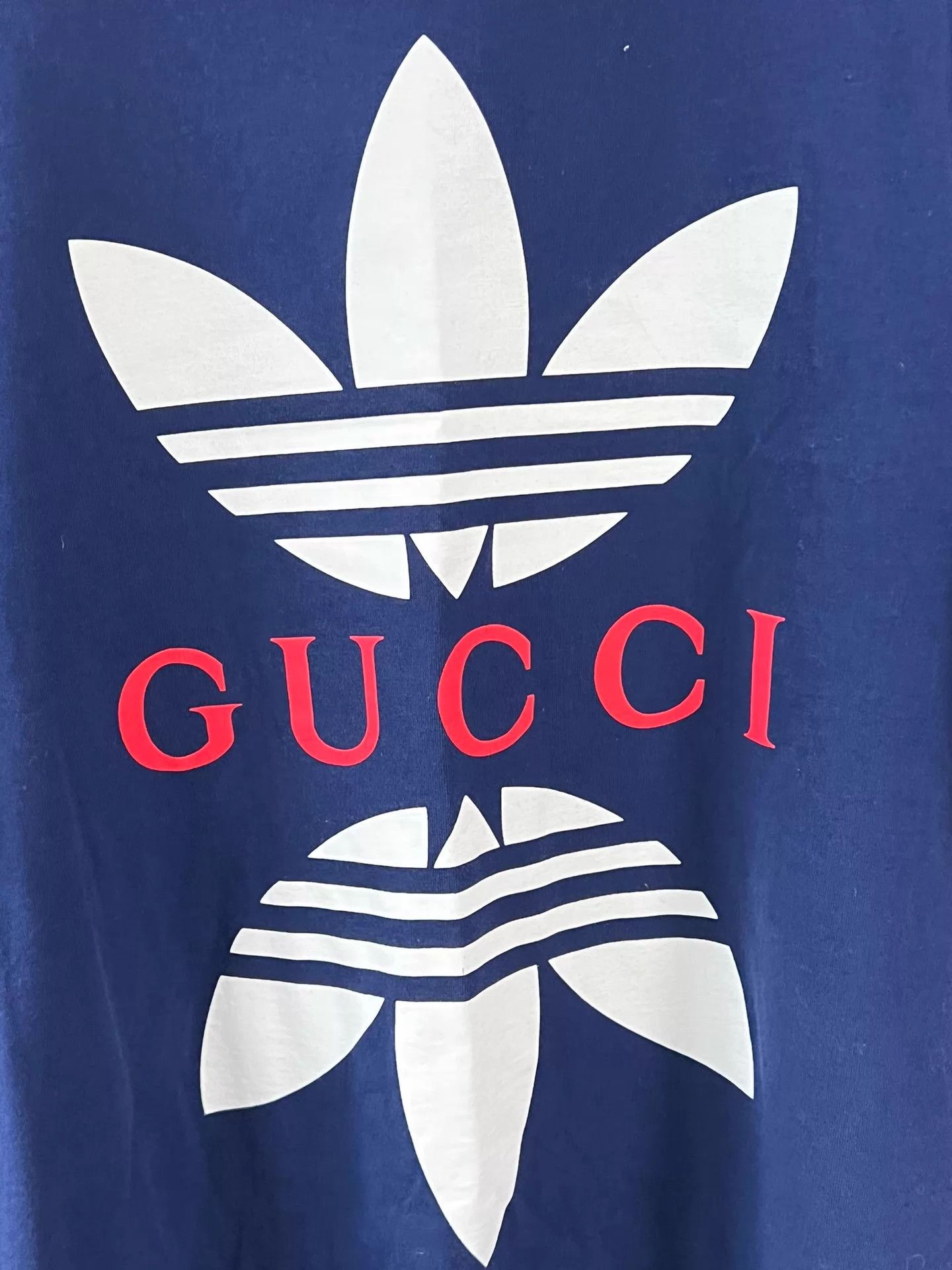 Gucci Gucci x Adidas Trefoil & GUCCI Blue XXL Short Tee Size US XXL / EU 58 / 5 - 5 Thumbnail