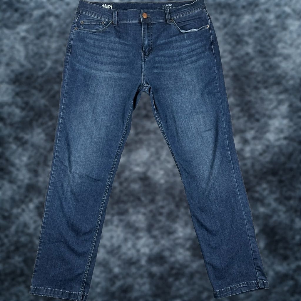 Vintage Mugsy Fultons Jeans Slim Fit Stretch Denim 36x30 Mens Blue Pants Cotton Logo Comfort Straight Modern 5-Pocket Denim Jeans Mens Size US 36 / EU 52 - 1 Thumbnail