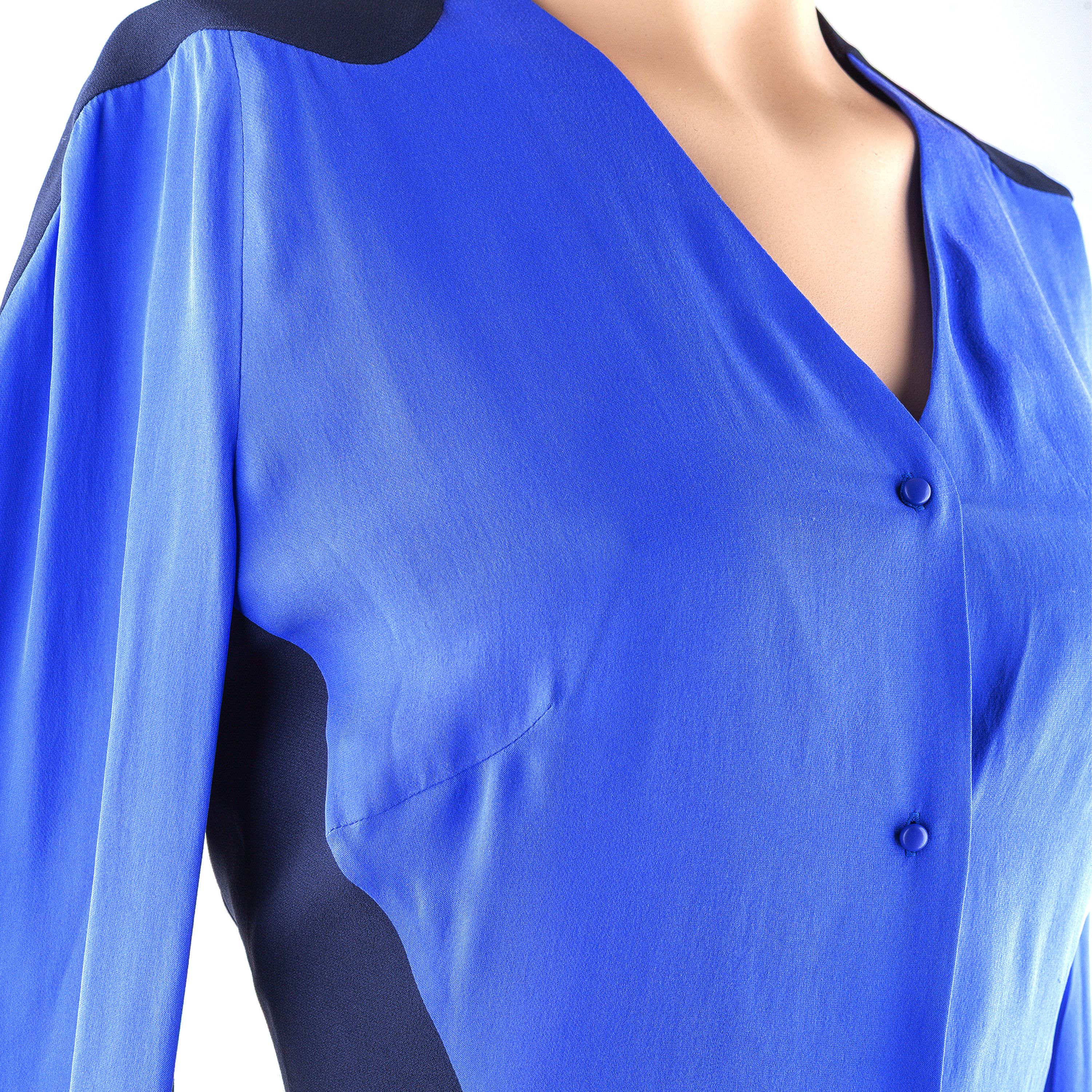 Mugler Thierry Mugler Blue/Black Long Sleeve Shirt (M) Size M / US 6-8 / IT 42-44 - 9 Thumbnail