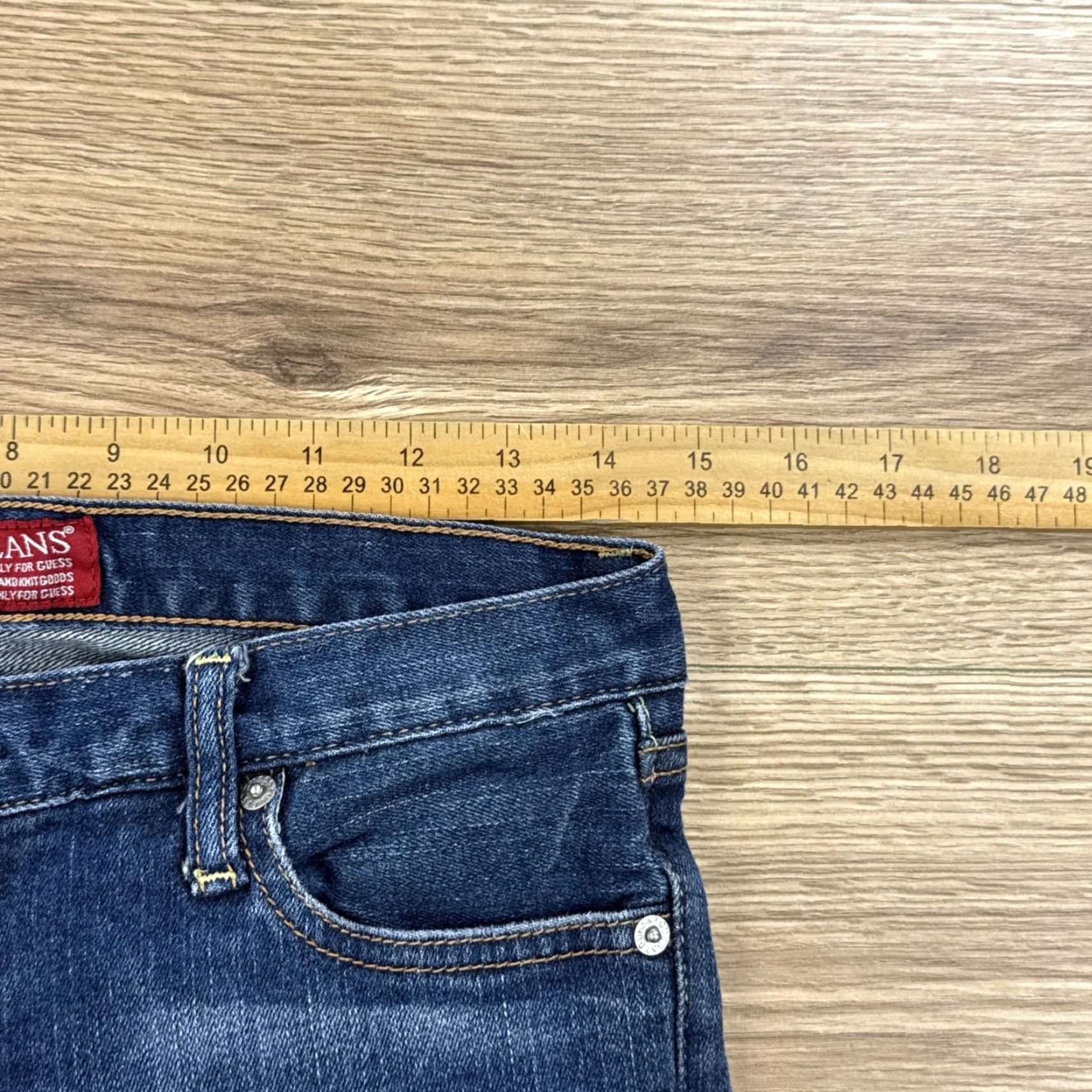 Guess GUESS Foxy Flare Jeans Women Dark Wash Blue 28 Stretch Low Rise 32in Inseam Regular rise Flared Denim Mens? No, Women. Size 28" / US 6 / IT 42 - 5 Thumbnail