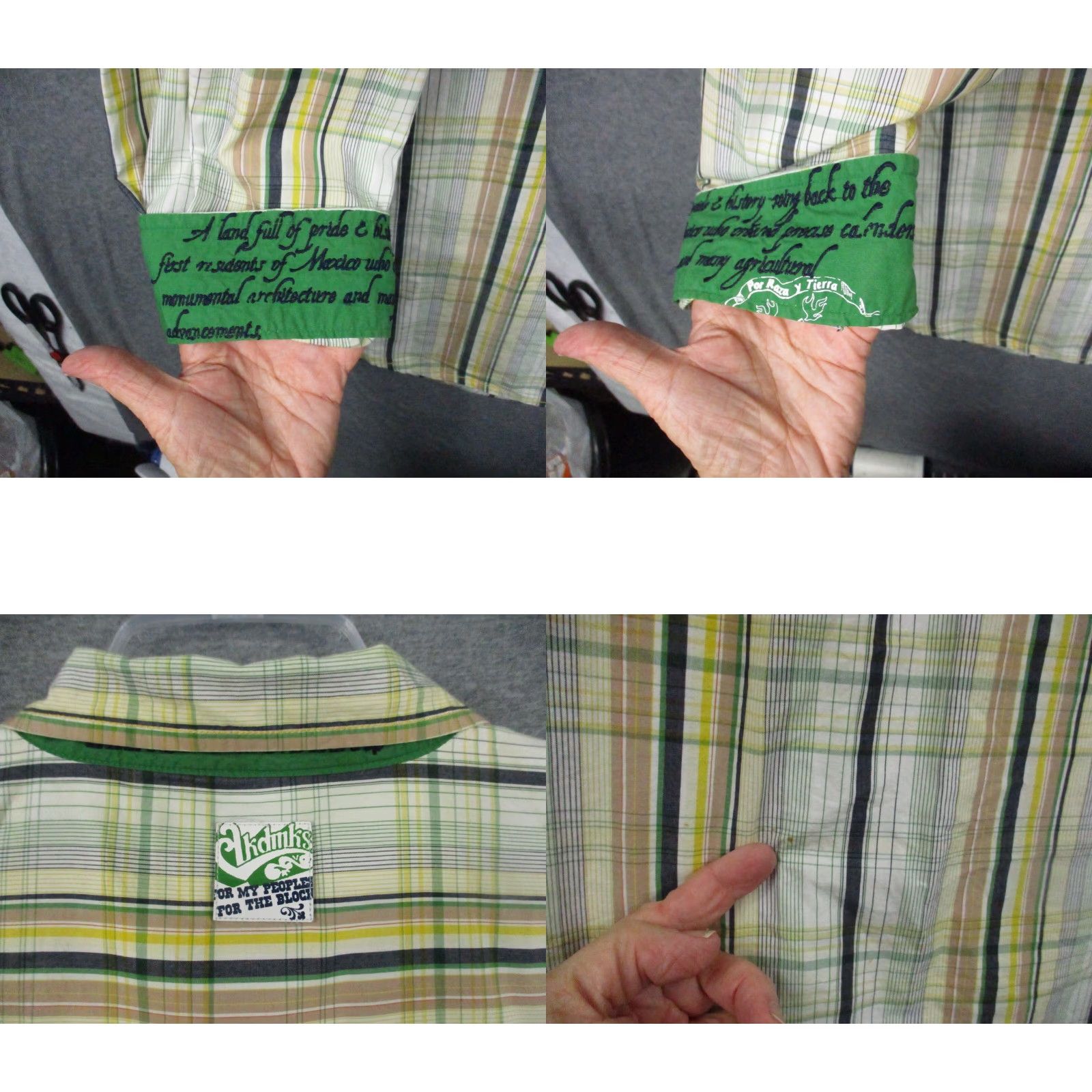 Akademiks Akademiks Shirt XXXL Men Green Yellow Plaid Stripe Button Up Long Sleeve Casual Hip Hop Y2K 90s Shirt Mens Big & Tall Size US XXL / EU 58 / 5 - 9 Thumbnail