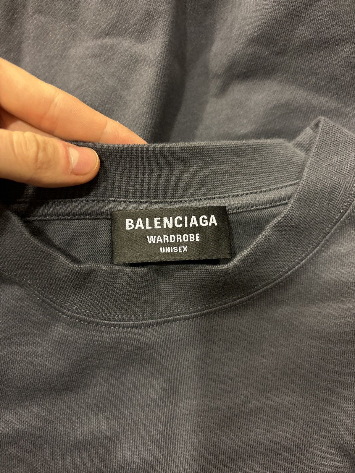 Balenciaga Balenciaga Dark Grey Embroidered Premium Campaign Logo Tee Size US XXL / EU 58 / 5 - 8 Thumbnail