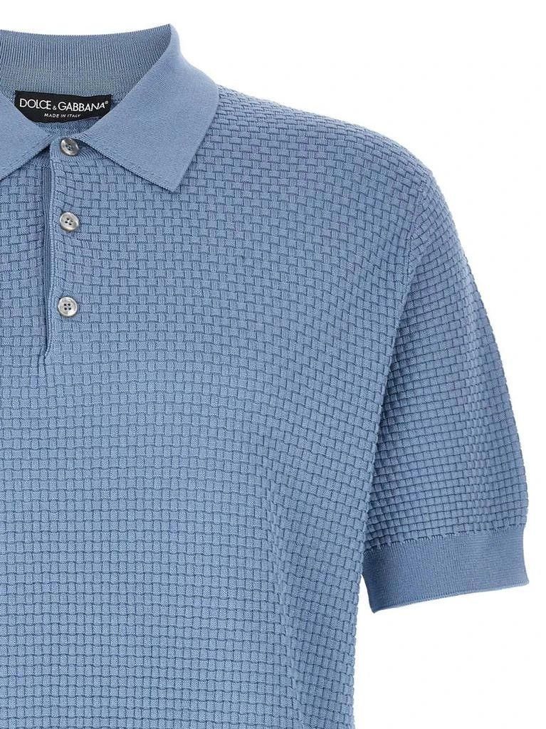Dolce & Gabbana Dolce Gabbana Textured Knitt Polo Blue Mens Metal Logo DG Size US L / EU 52-54 / 3 - 2 Thumbnail
