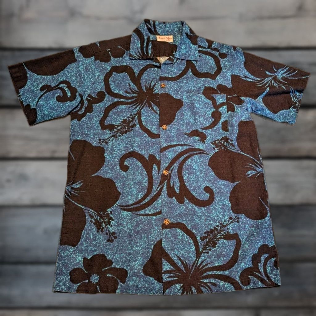 Vintage VINTAGE Karen Ann Hawaiian Shirt Mens Small Blue Floral 1970s Cotton Short Sleeve 38" Chest 27" Length US Made Mens Size US S / EU 44-46 / 1 - 1 Thumbnail