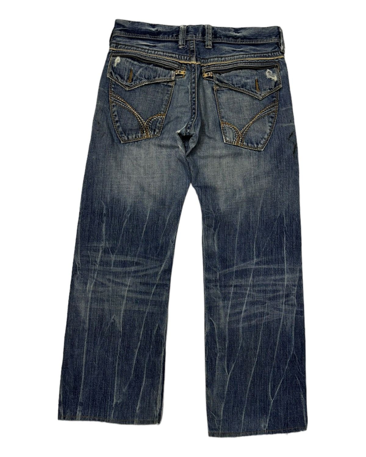Hysteric Glamour × Japanese Brand 🔥BAGGY JEANS BACK NUMBER DISTRESS DENIM JEANS Size US 32 / EU 48 - 4 Thumbnail