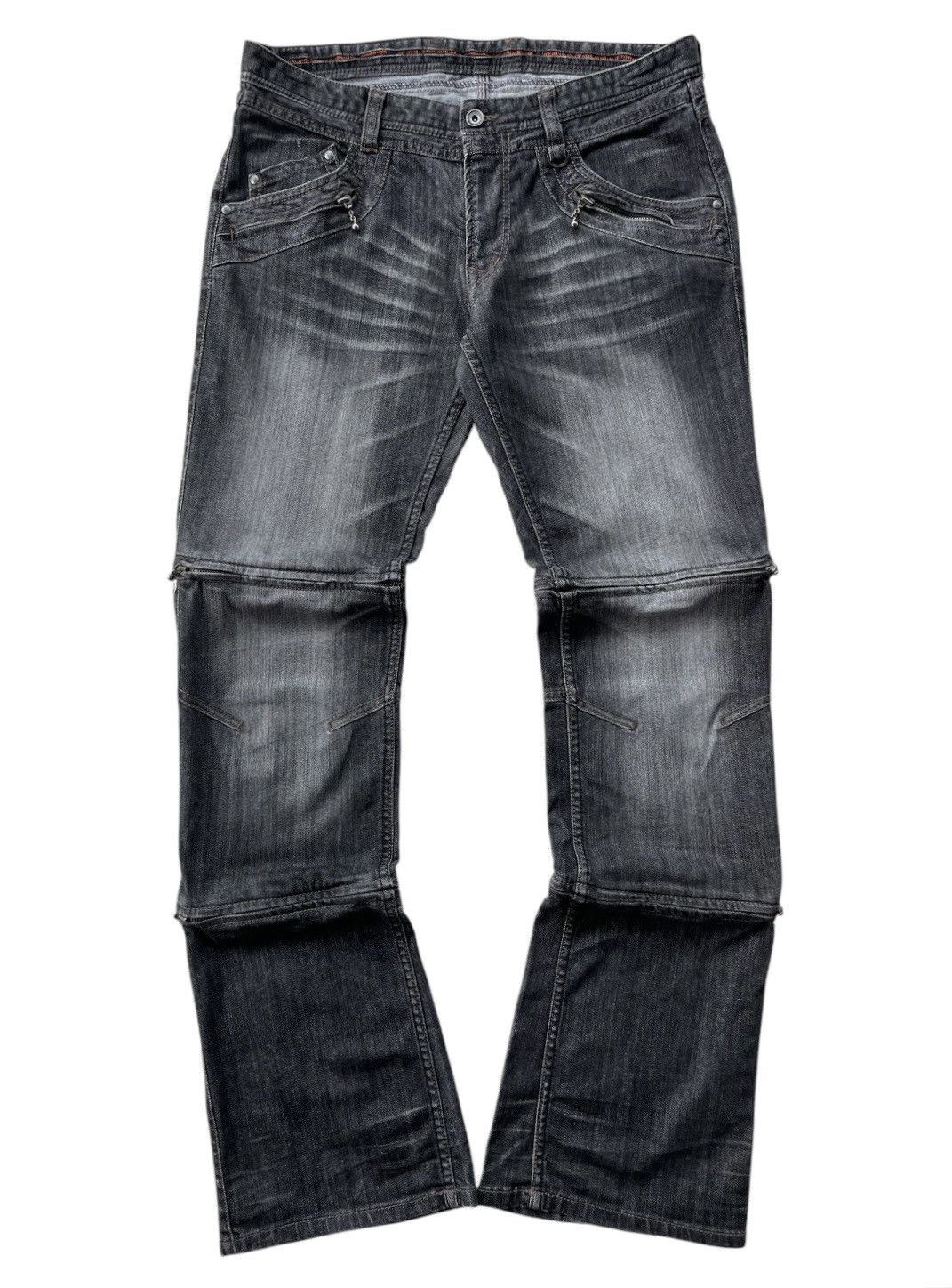 Nicole Club 2000s NCFM - Flare Zip Off Washed Jeans Size US 34 / EU 50 - 2 Thumbnail