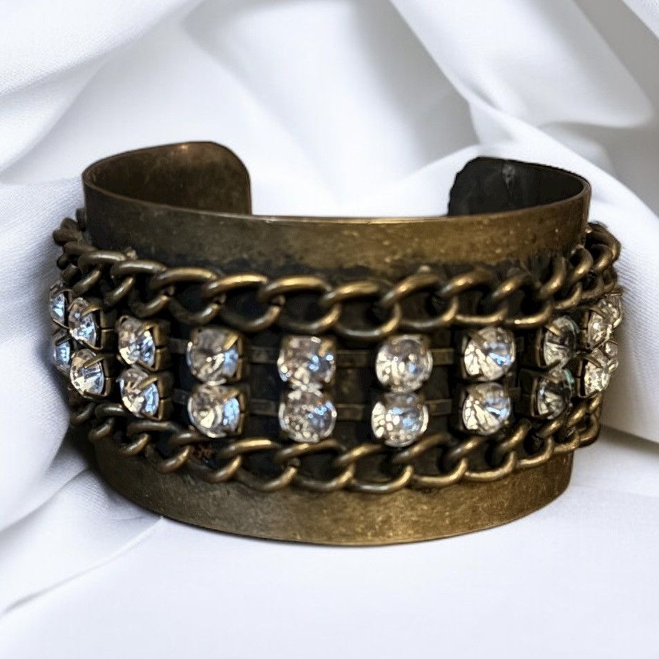 Other Chunky bronze chains and rhinestones cuff bangle bracelet Size ONE SIZE - 1 Thumbnail