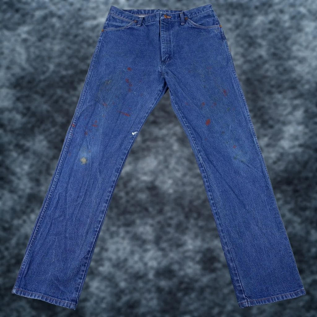 Wrangler Wrangler Jeans Mens 36x35 13MWZ Blue Cowboy Cut Workwear Denim Straight 5-Pocket Regular Inseam 34" Size 36 Mens Blue Stained Size US 36 / EU 52 - 1 Thumbnail