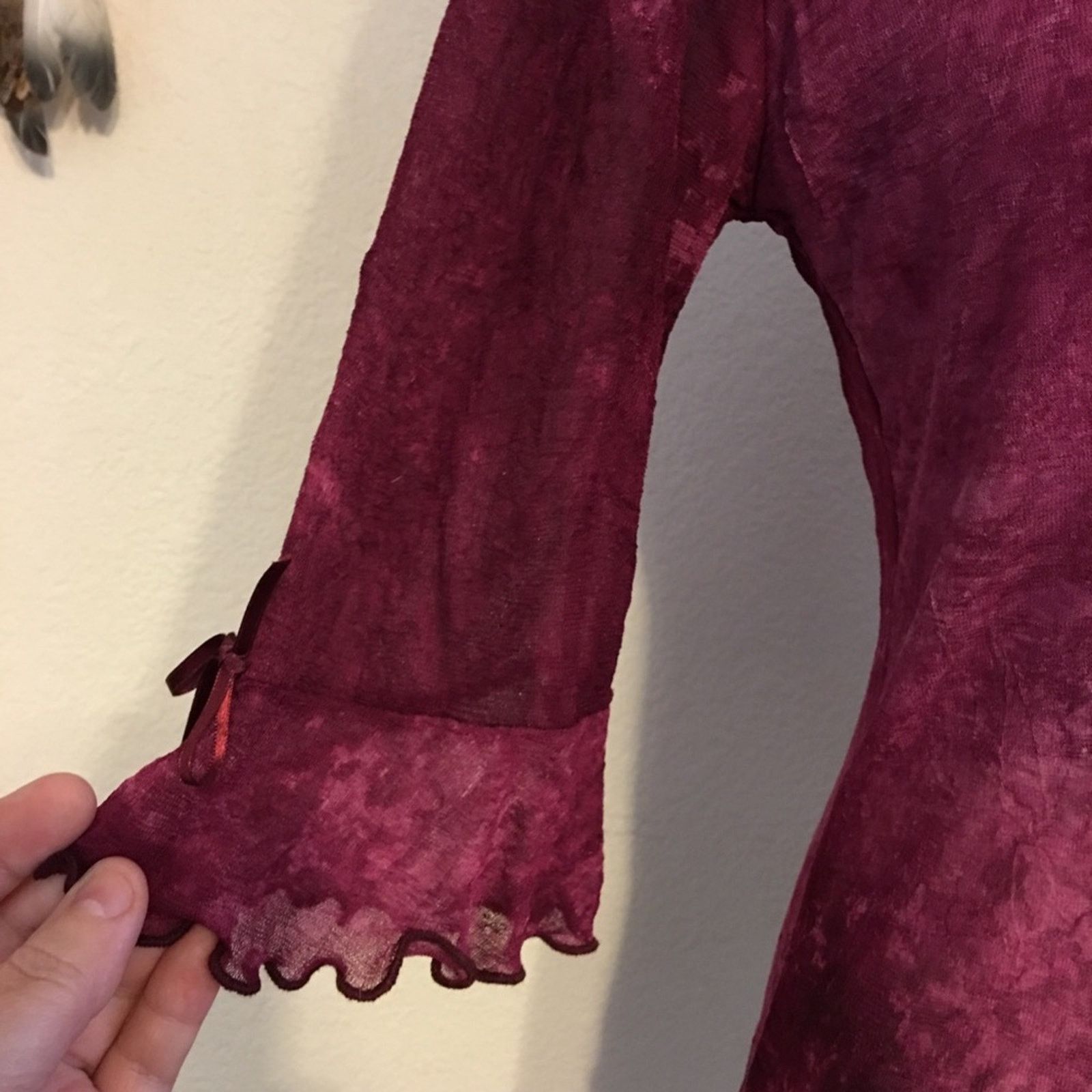 Other Hottie brand dark pink sheer bow detail top Size M / US 6-8 / IT 42-44 - 3 Thumbnail