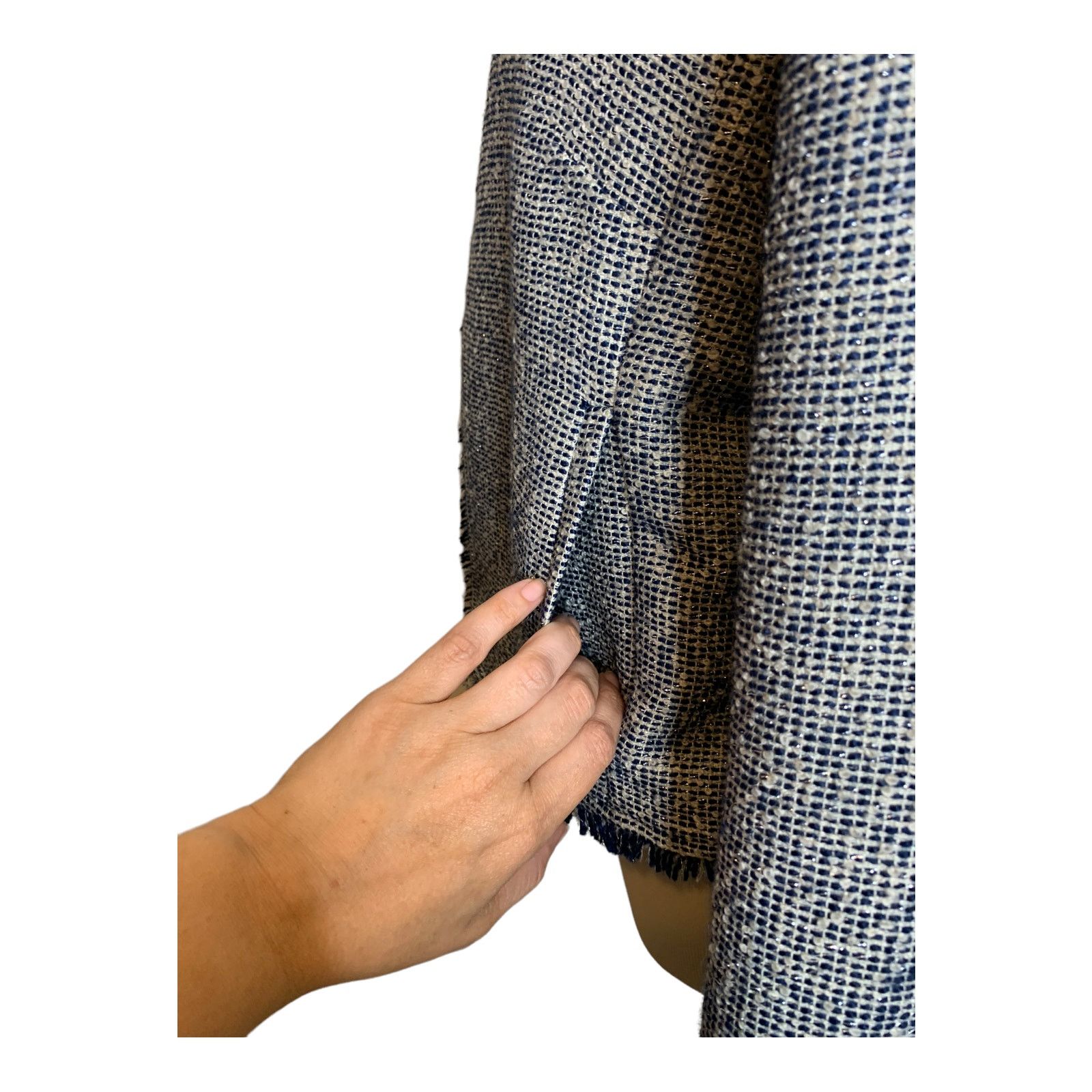 Banana Republic Banana Republic blue tweed fringe trims open lined blazer 6 Size M / US 6-8 / IT 42-44 - 7 Thumbnail