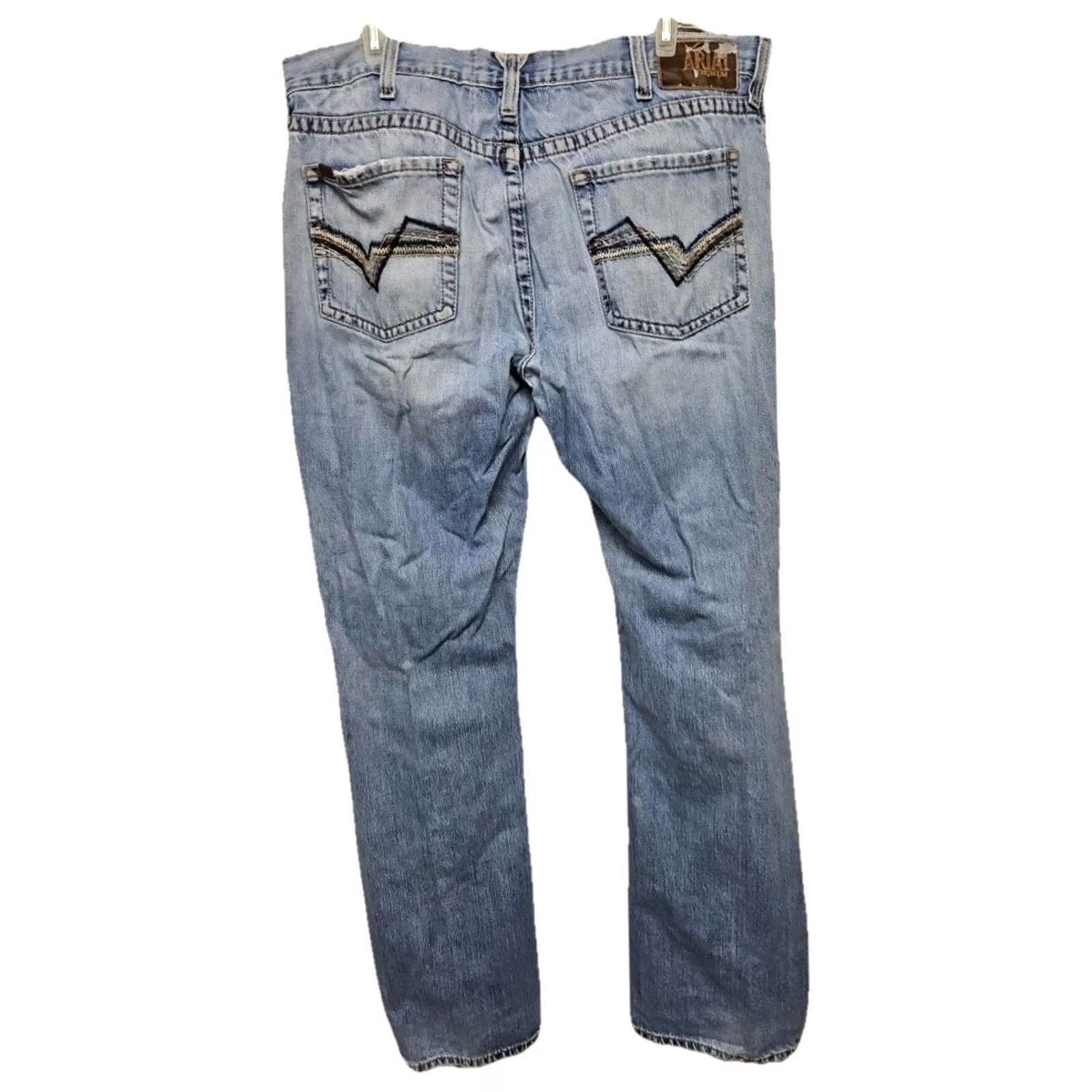 Ariat Ariat Men's Jeans Bootcut Low Rise Distressed Cowboy Denim Blue 38x38 Size US 38 / EU 54 - 4 Thumbnail