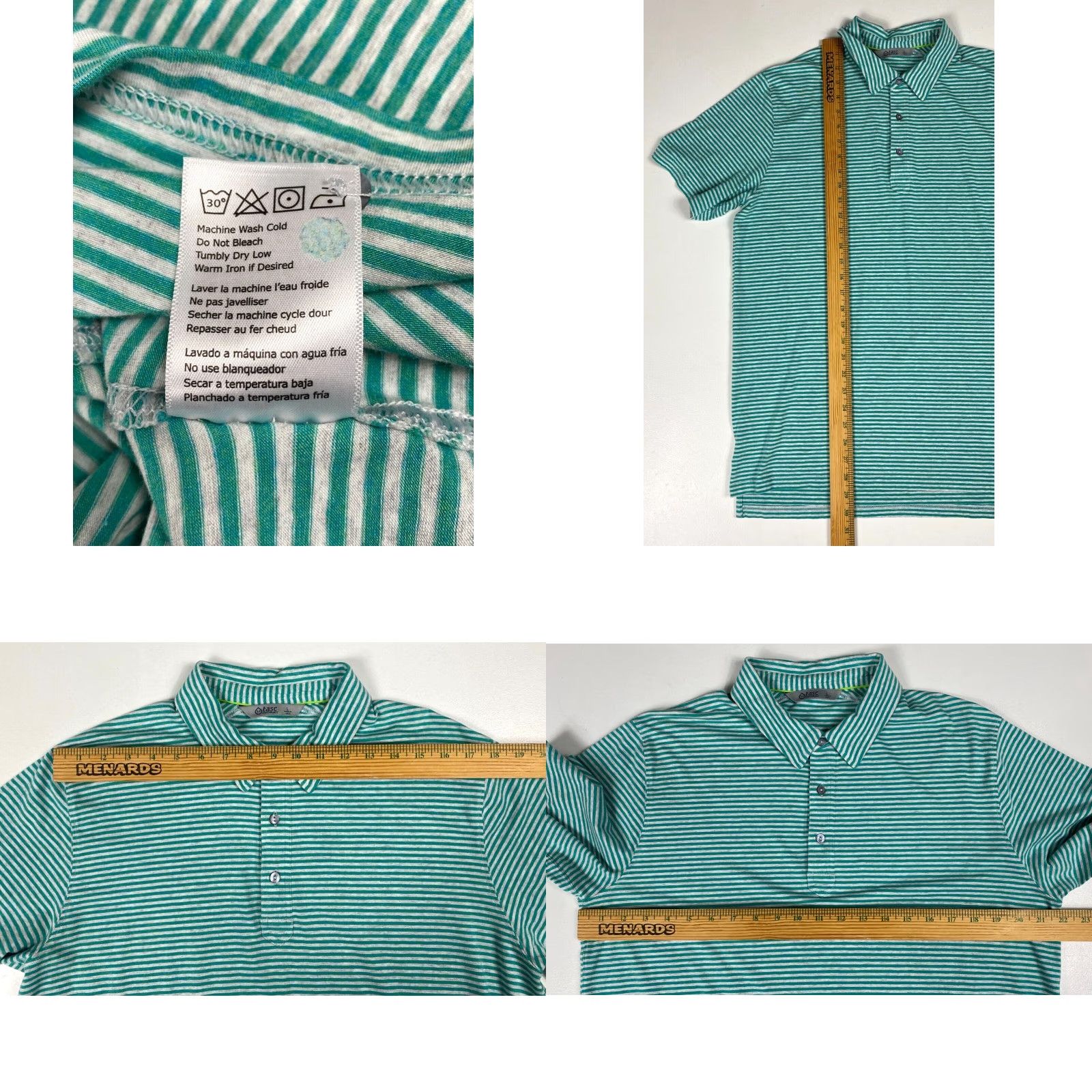 Vintage Tasc Performance Polo Shirt Men Striped Short Sleeve Button Collared Cotton Blend Size L Green Polo Mens Shirt Size US L / EU 52-54 / 3 - 8 Thumbnail