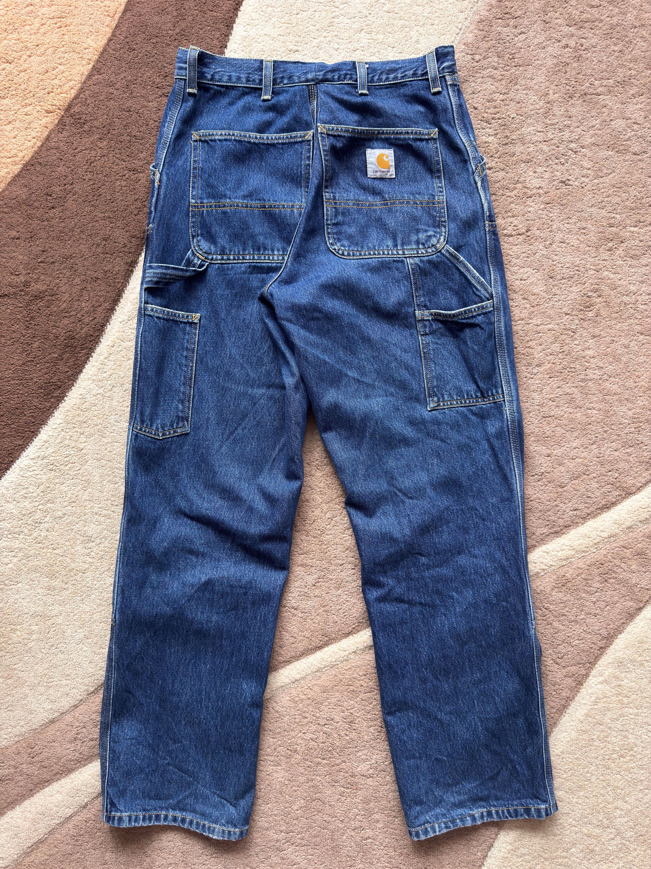 Double Knee Carhartt Wip Pants Blue Denim Workwear Dungaree