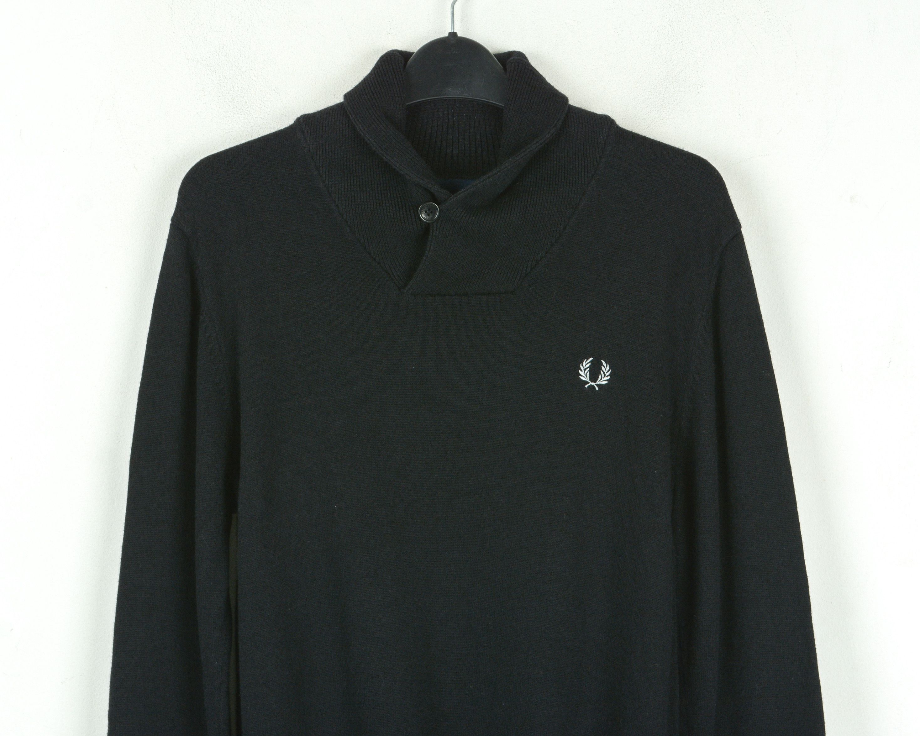 Fred Perry Merino Wool Cotton Jumper Pullover Sweater Sweatshirt Black Size US S / EU 44-46 / 1 - 5 Thumbnail