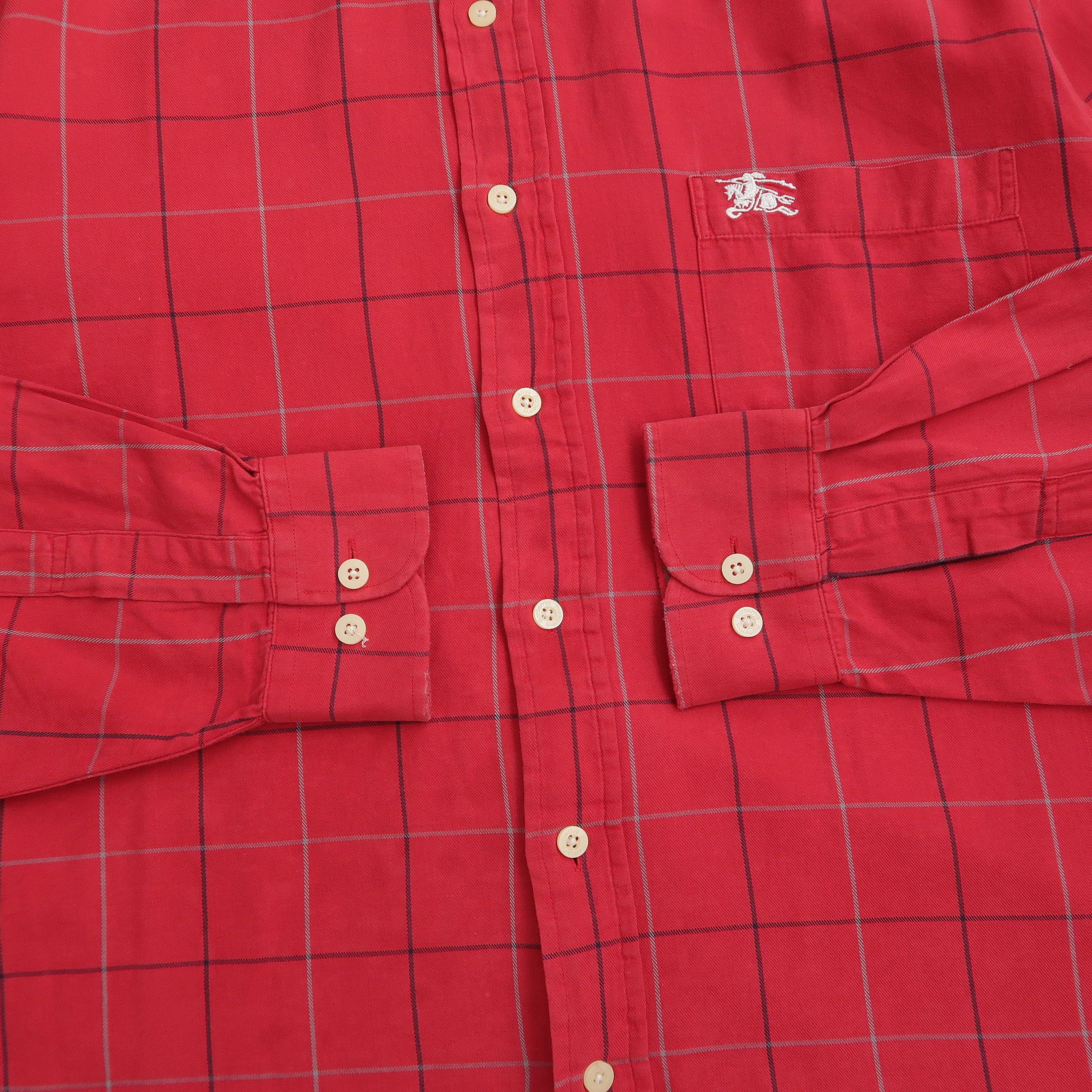 Burberry Vintage 90s Burberry Nova Check Old Red Shirt Size US L / EU 52-54 / 3 - 9 Thumbnail