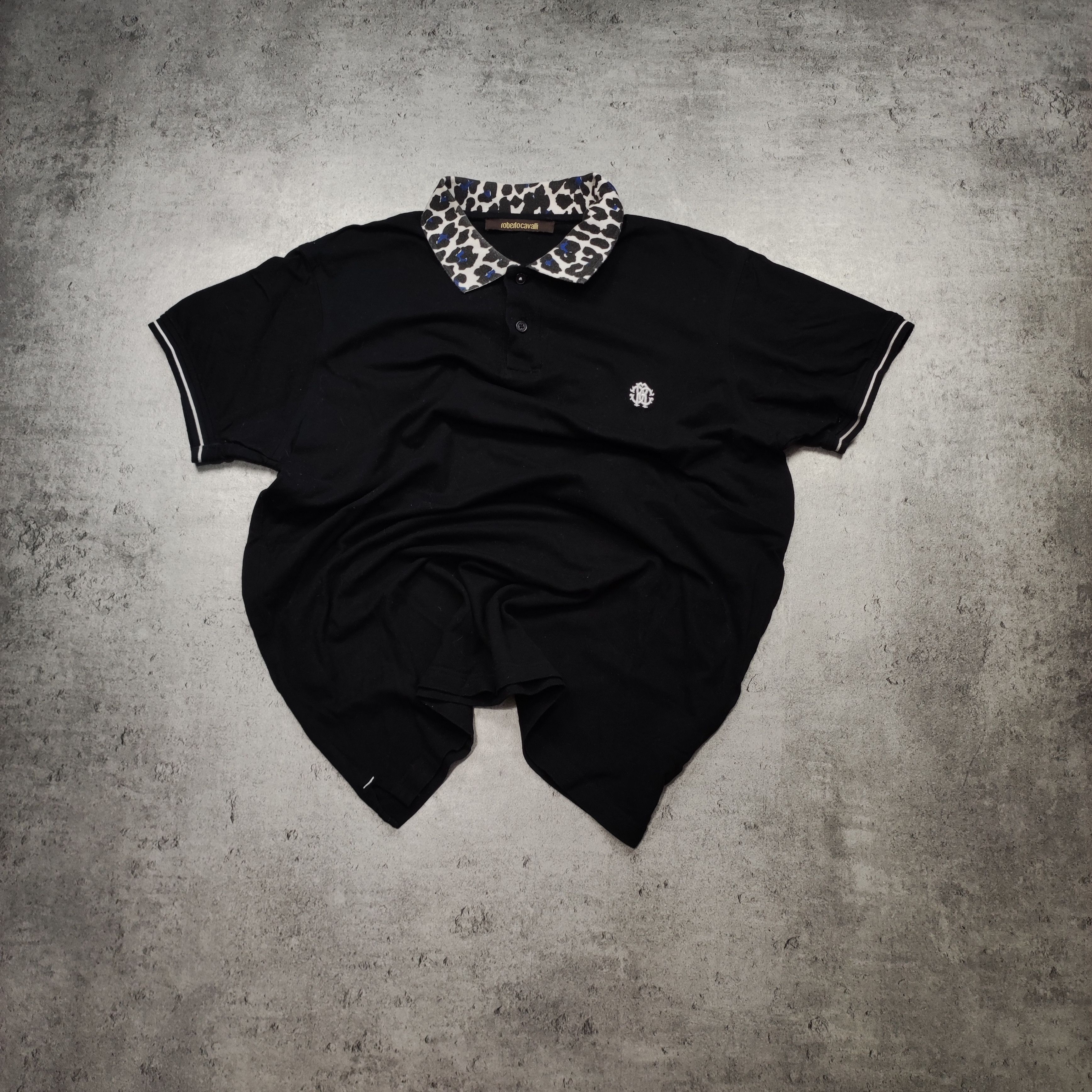 RARE Roberto Cavalli Luxury Panther Black Logo Polo Shirt