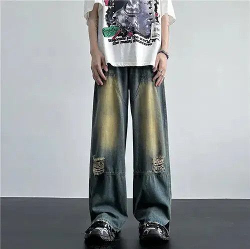 Ripped Hole Vintage Blue Jeans