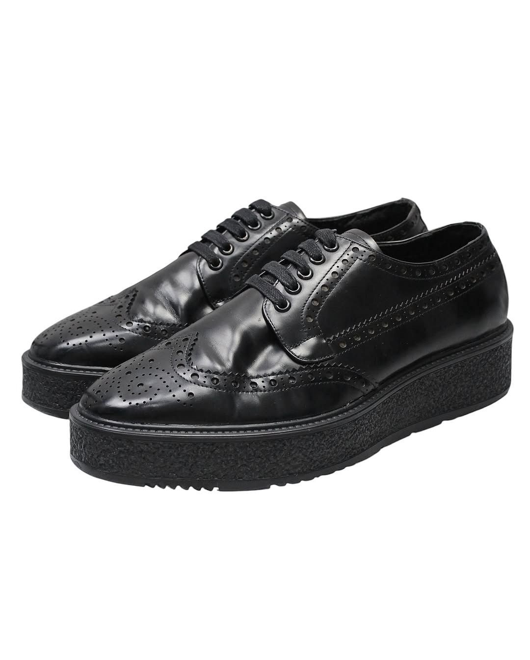 Prada 2010S PRADA BLACK PLATFORM BROGUE SHOES Size US 7 / EU 40 - 1 Thumbnail