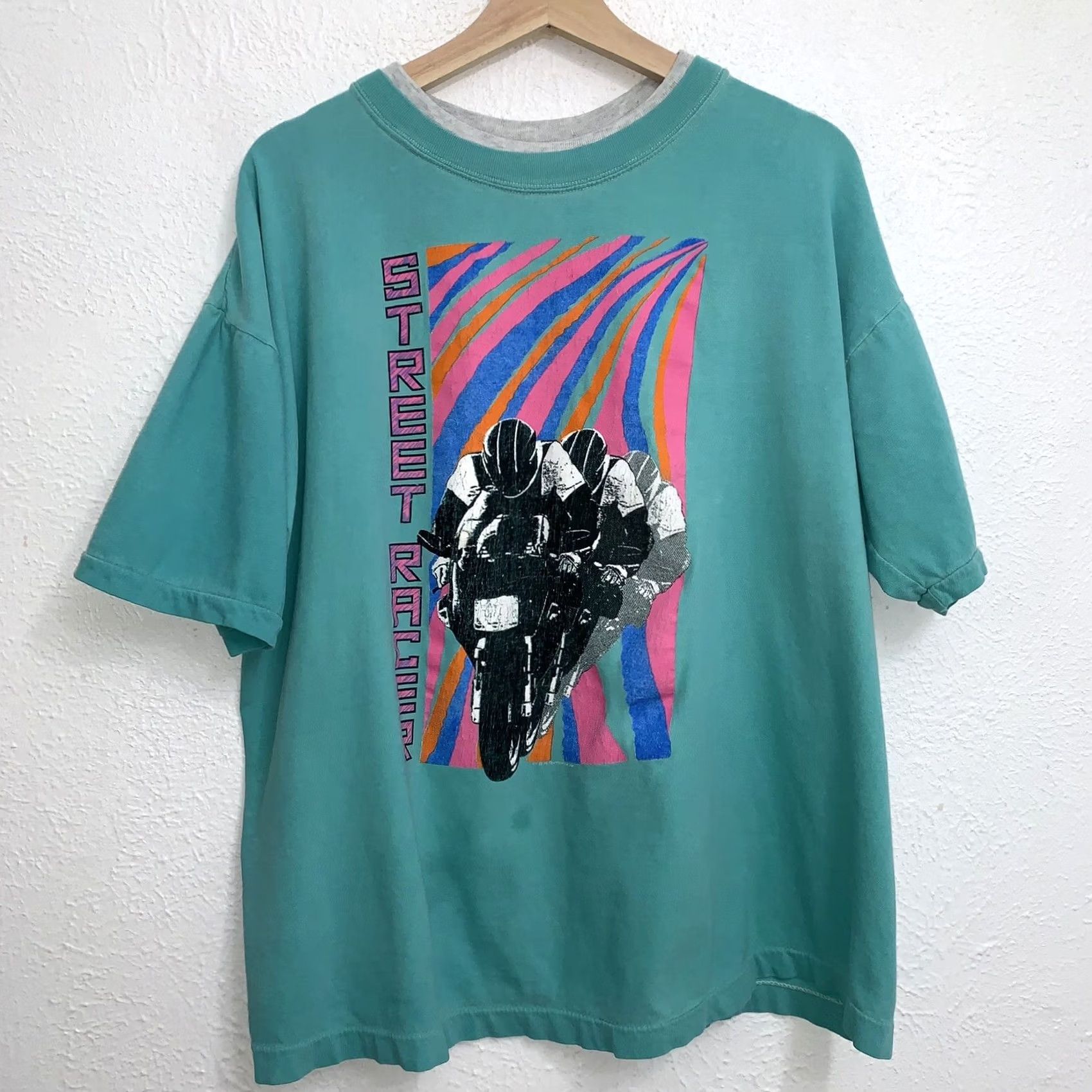 Vintage VINTAGE Crotch Rocket Motorcycle Street Racer Tee Green T-Shirt 90s Sz Medium Mens Short Sleeve Crew Neck Cotton Graphic Print 80s 90s Size US M / EU 48-50 / 2 - 2 Thumbnail